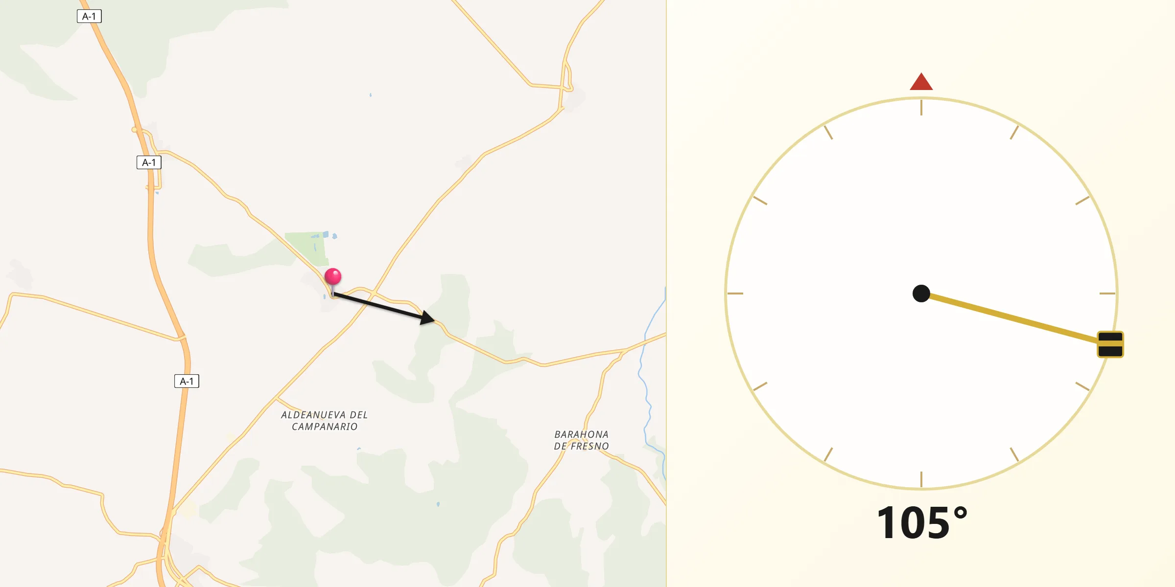 Dirección de la Qibla desde Grajera