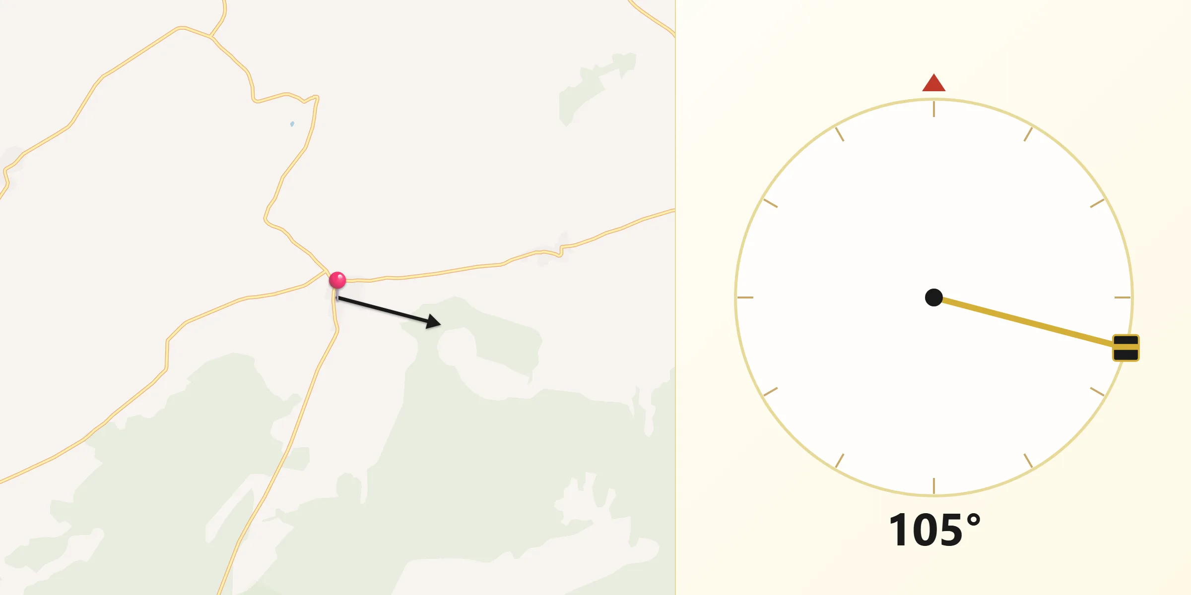 Dirección de la Qibla desde Torrecilla del Pinar