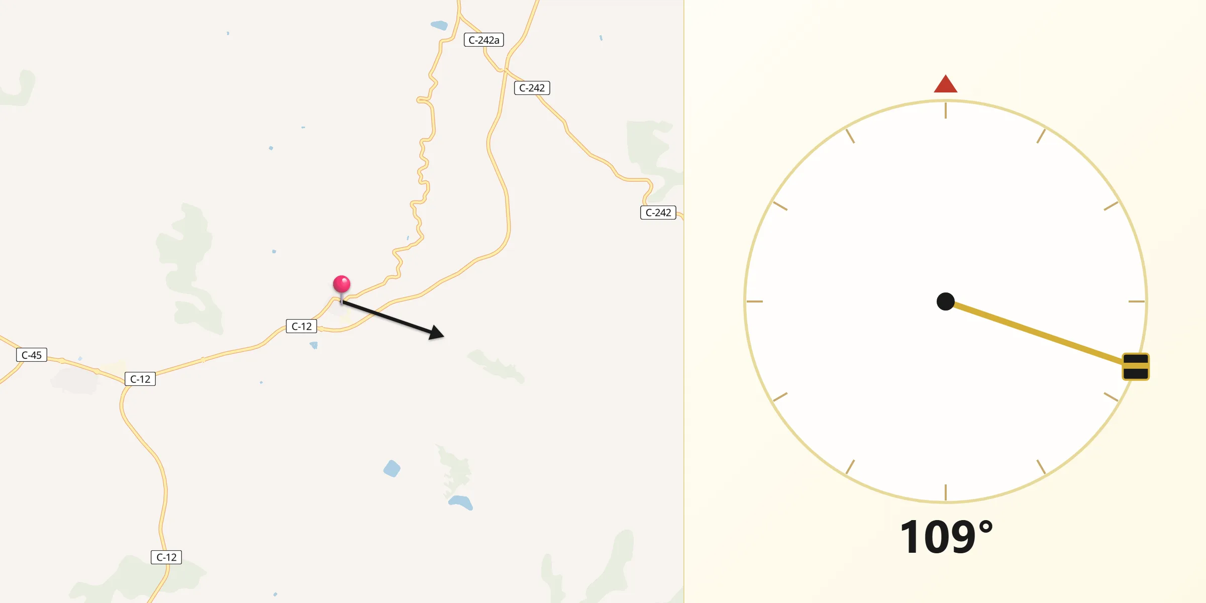 Dirección de la Qibla desde Llardecans