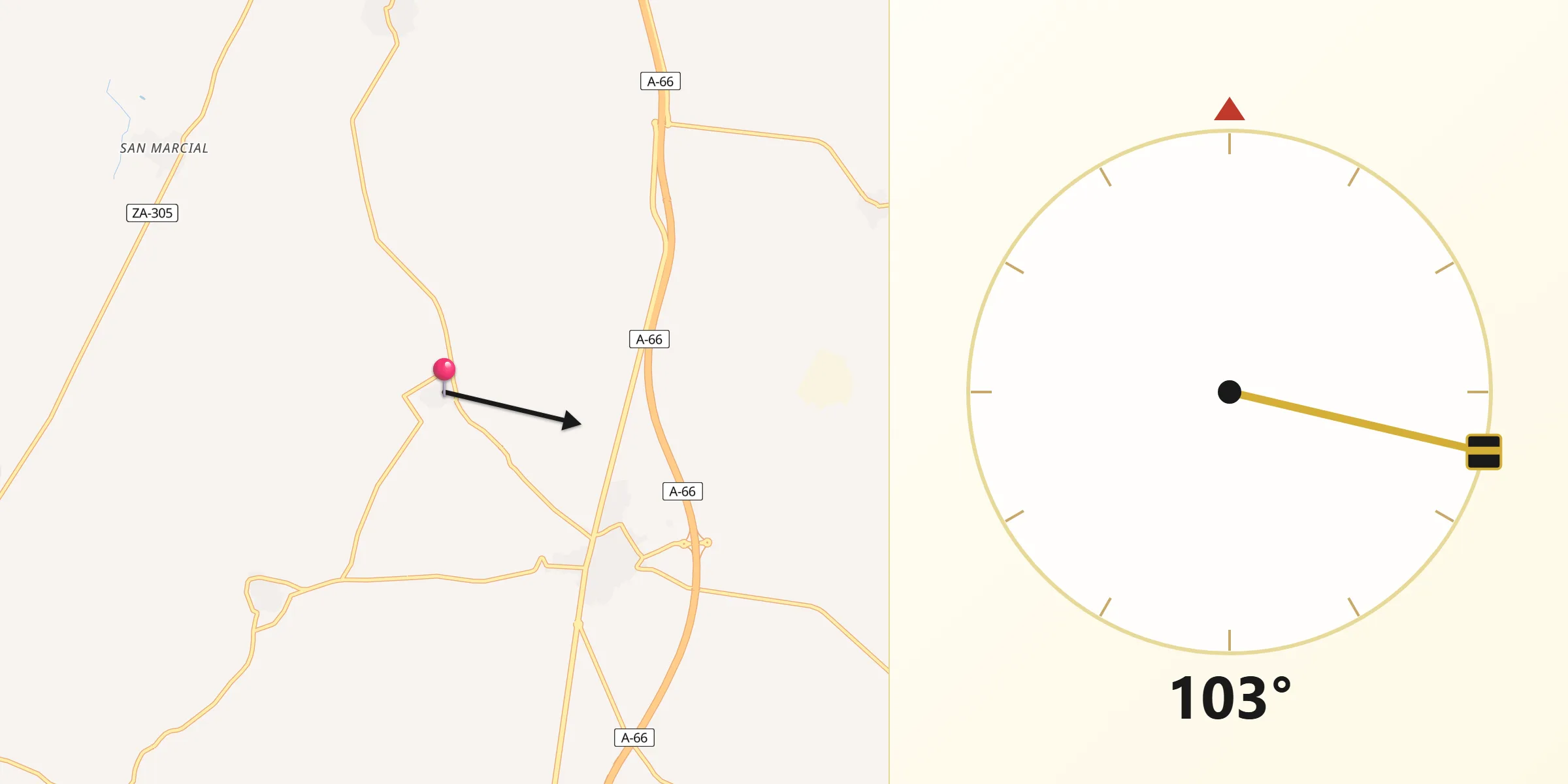 Dirección de la Qibla desde Casaseca de Campeán