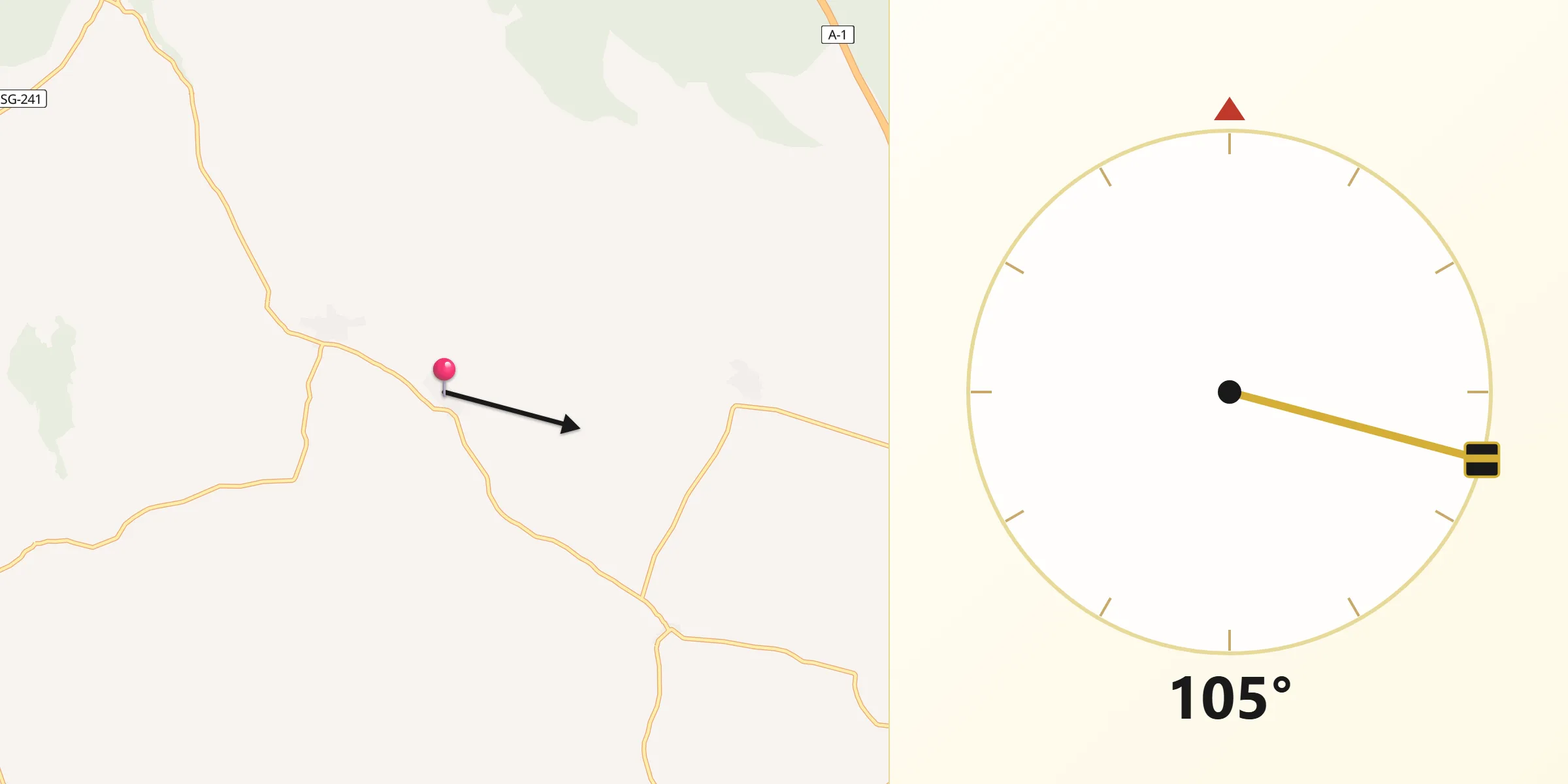 Dirección de la Qibla desde Navares de Ayuso