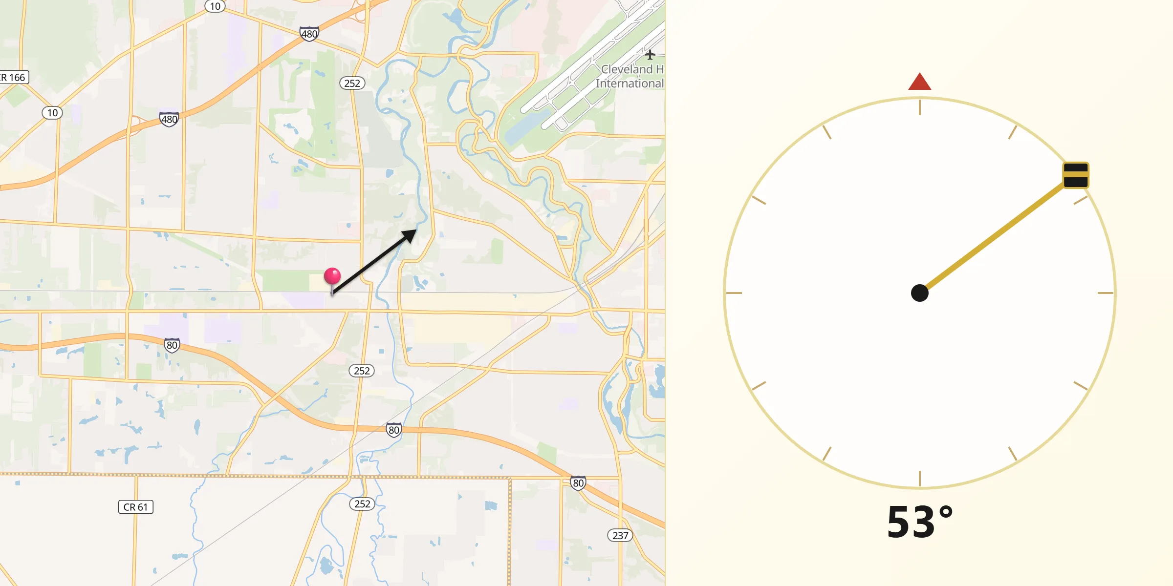 Qibla Direction from Olmsted Falls