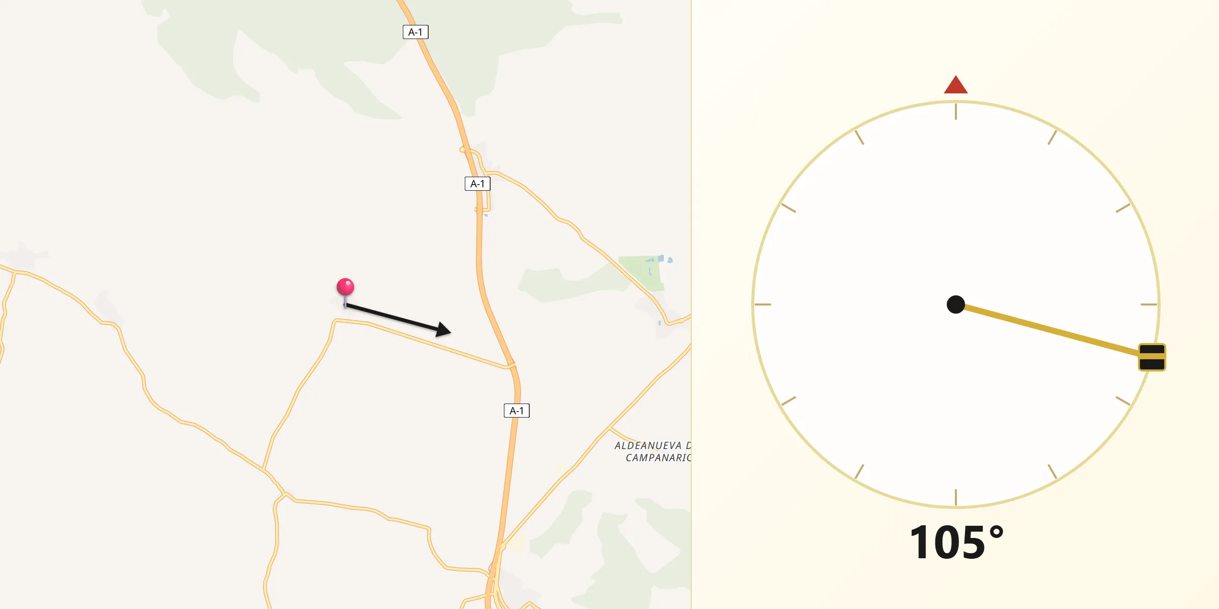 Dirección de la Qibla desde Encinas