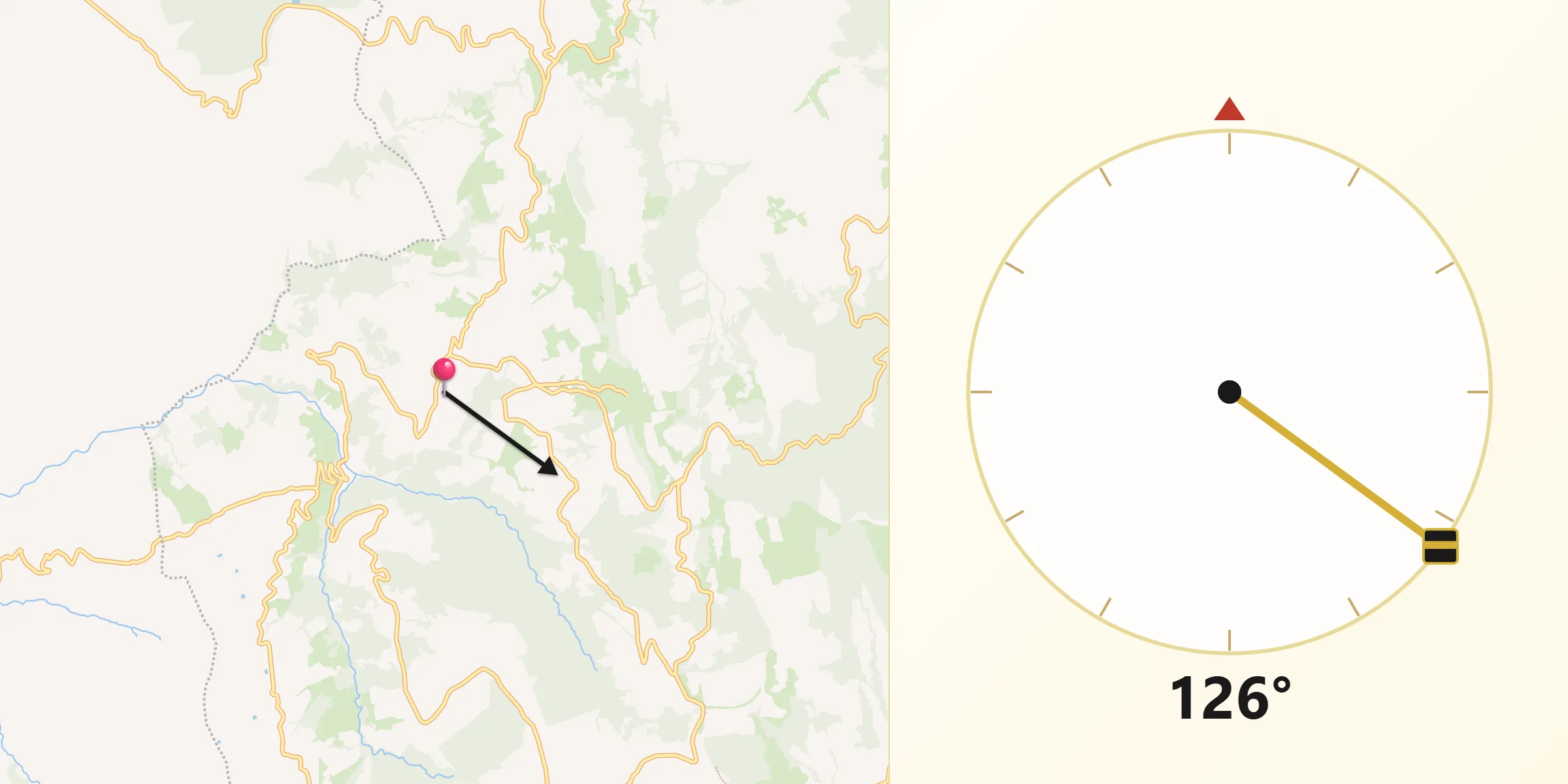 Direzione della Qibla da Roseto Valfortore