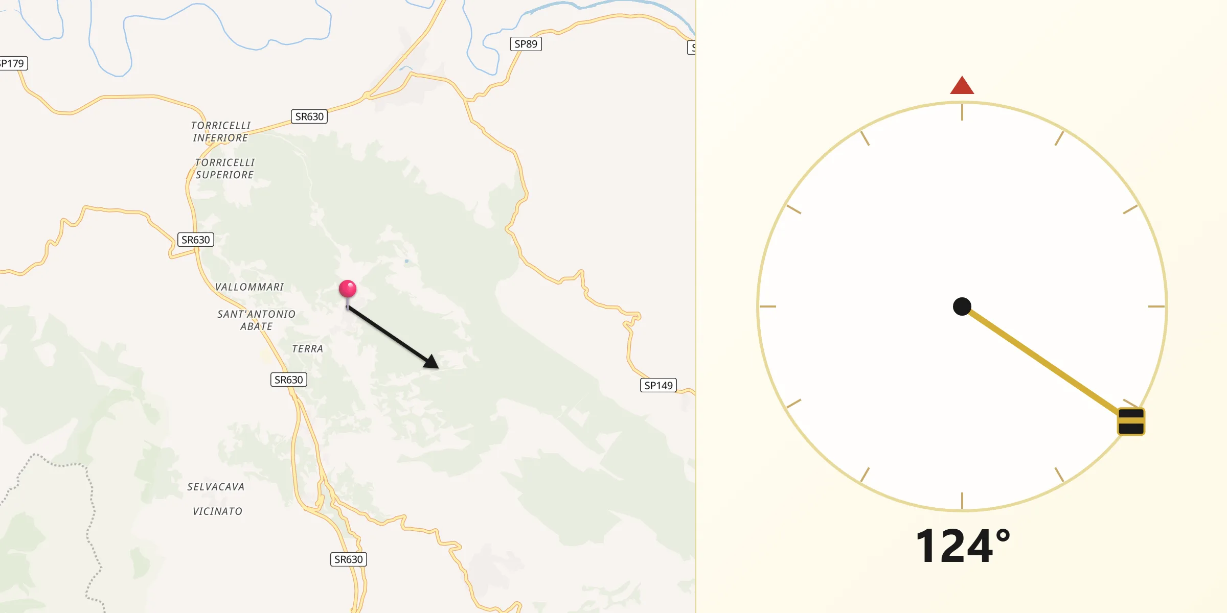 Direzione della Qibla da Casali