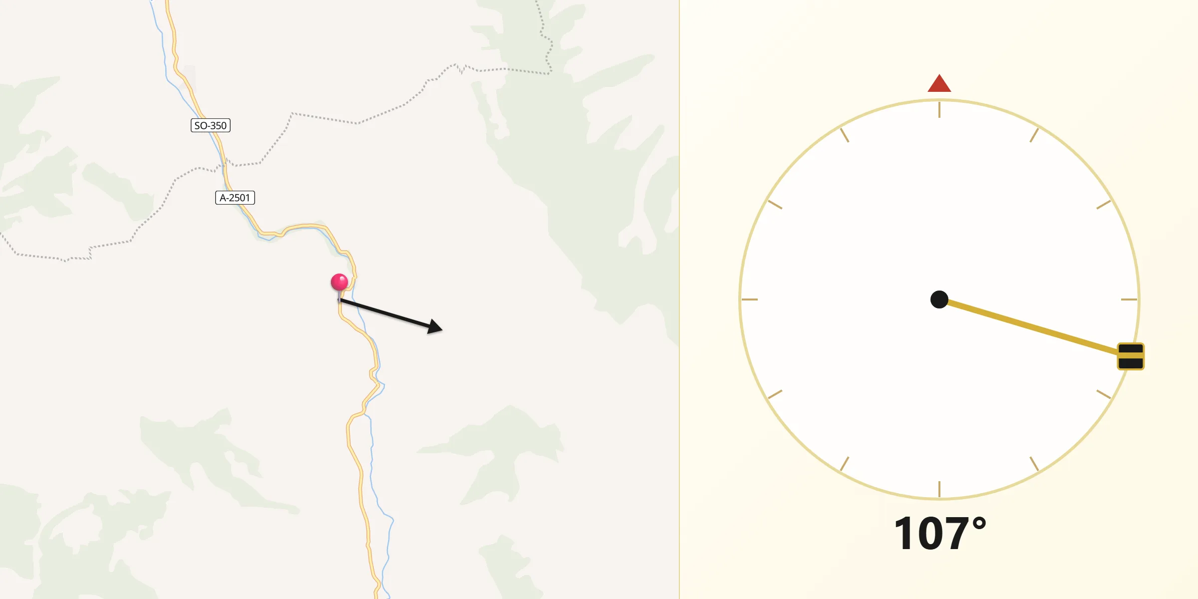 Dirección de la Qibla desde Embid de Ariza