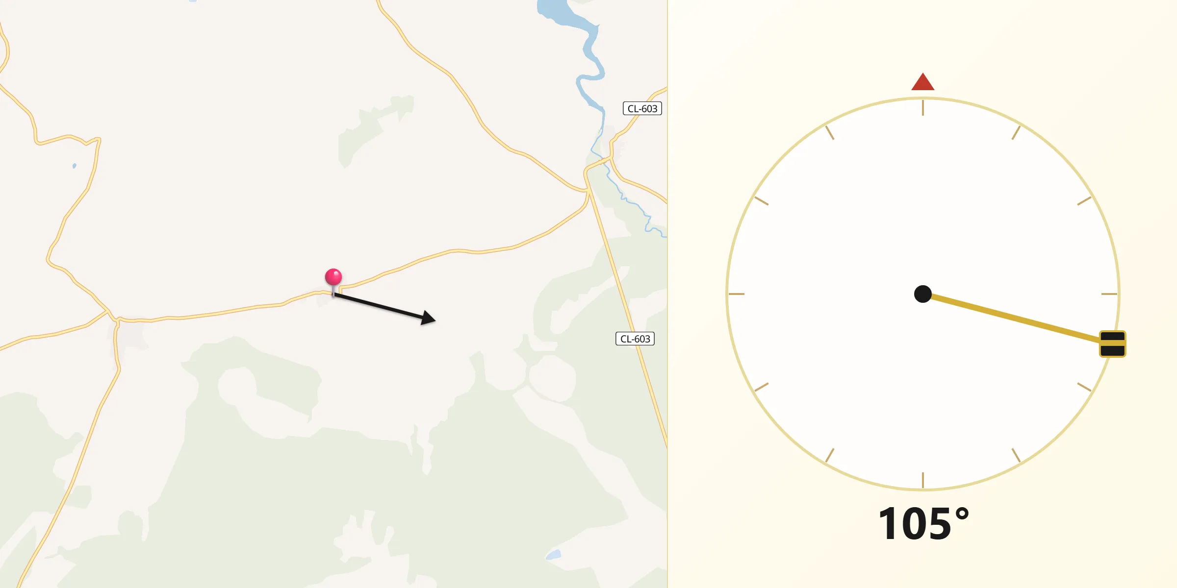 Dirección de la Qibla desde Fuente el Olmo de Fuentidueña