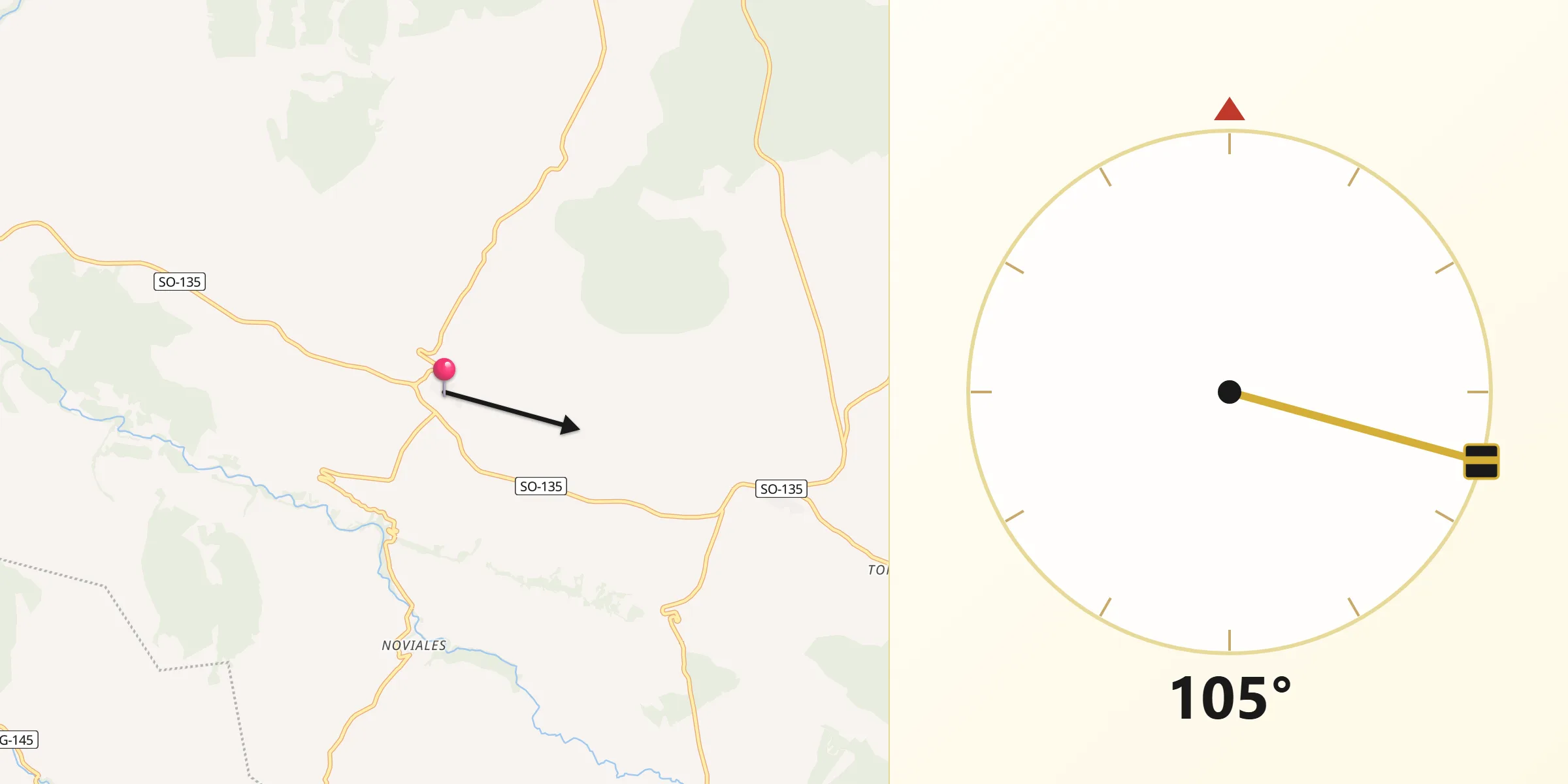 Dirección de la Qibla desde Liceras