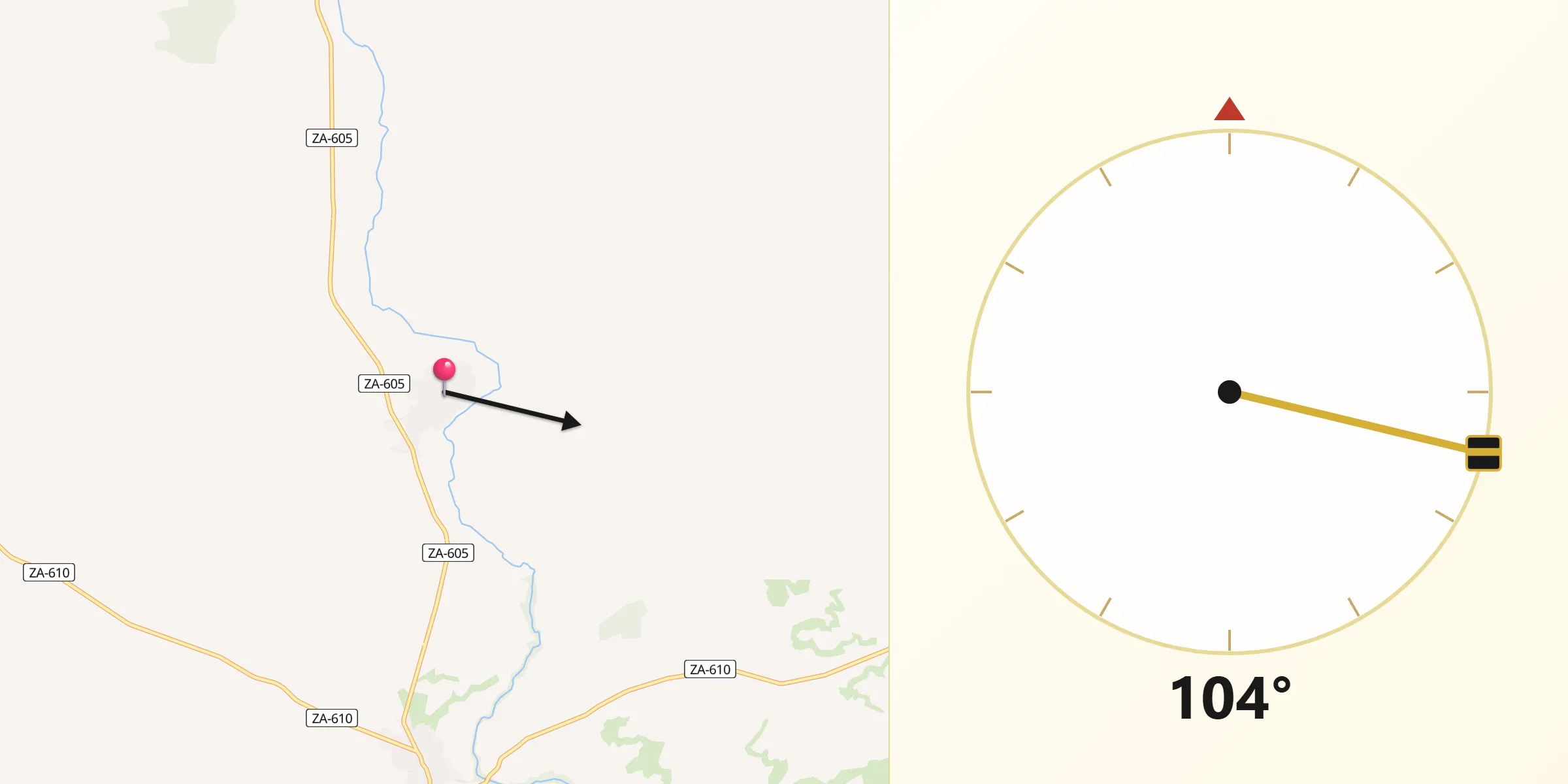 Dirección de la Qibla desde Villabuena del Puente