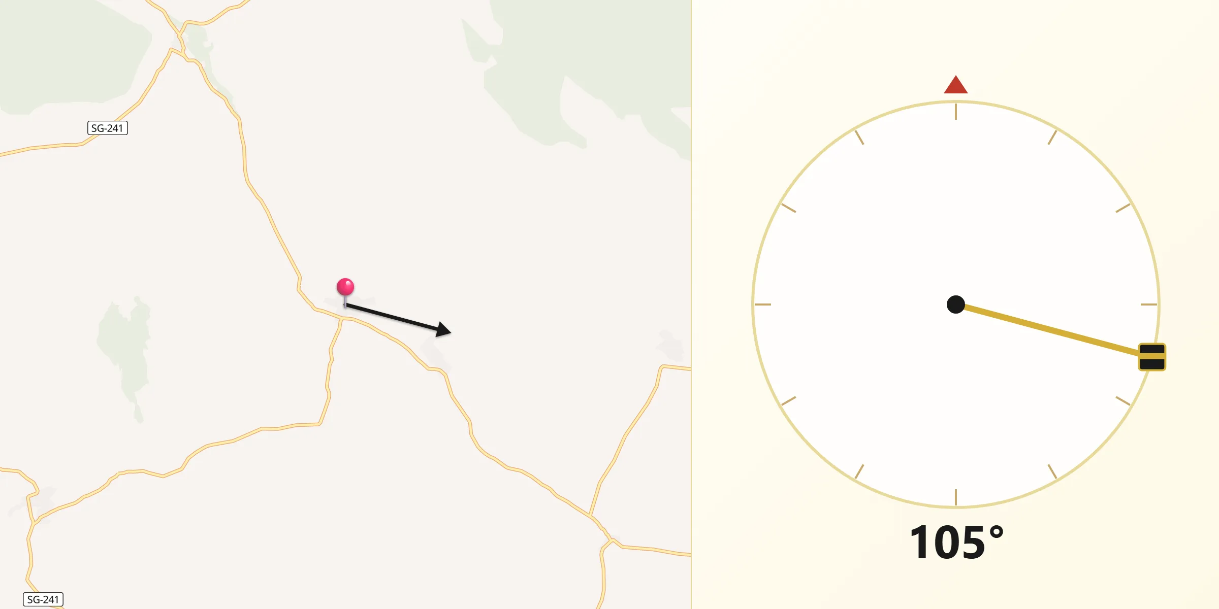 Dirección de la Qibla desde Navares de Enmedio