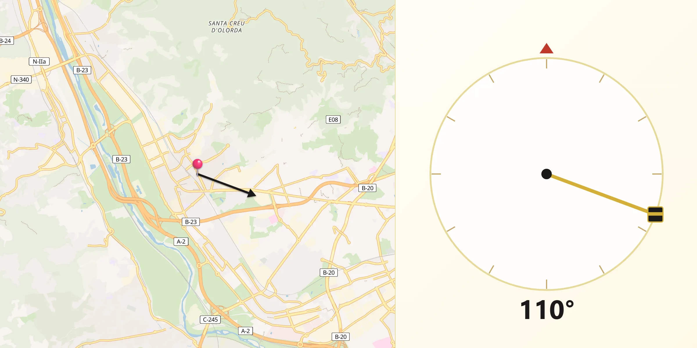 Dirección de la Qibla desde San Feliú de Llobregat