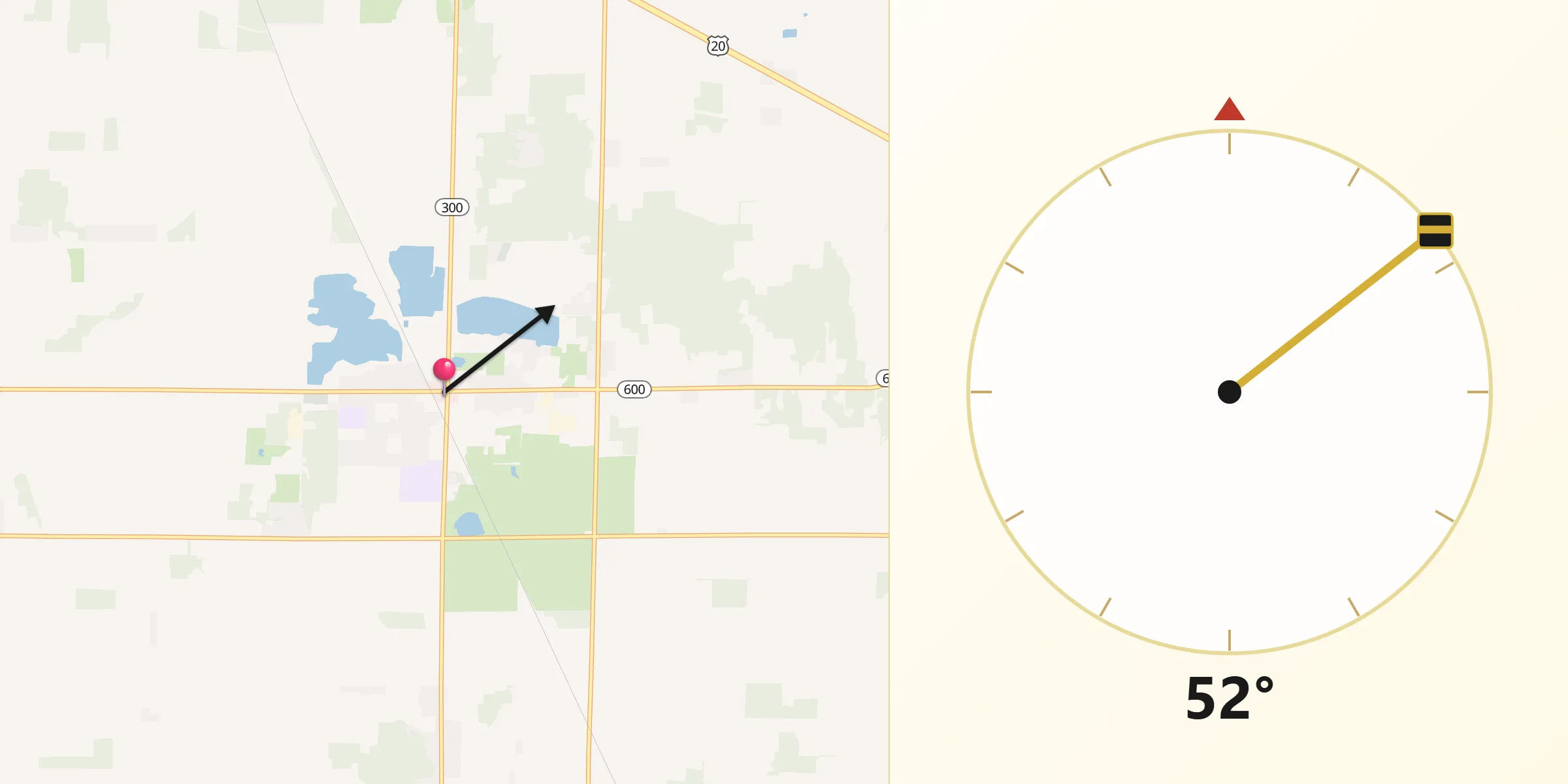 Qibla Direction from Gibsonburg