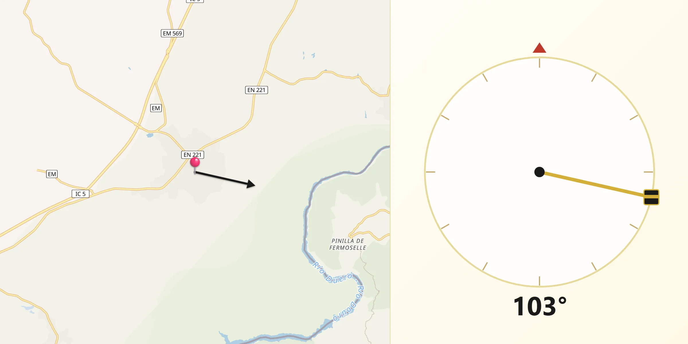 Direção da Qibla a partir de Sendim