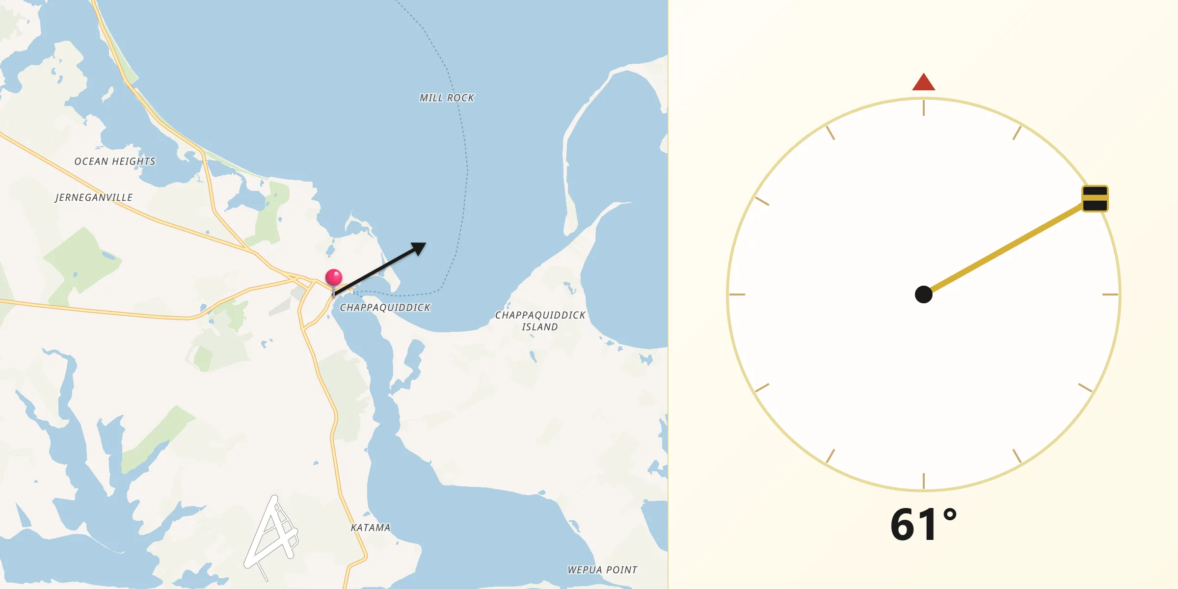 Qibla Direction from Edgartown