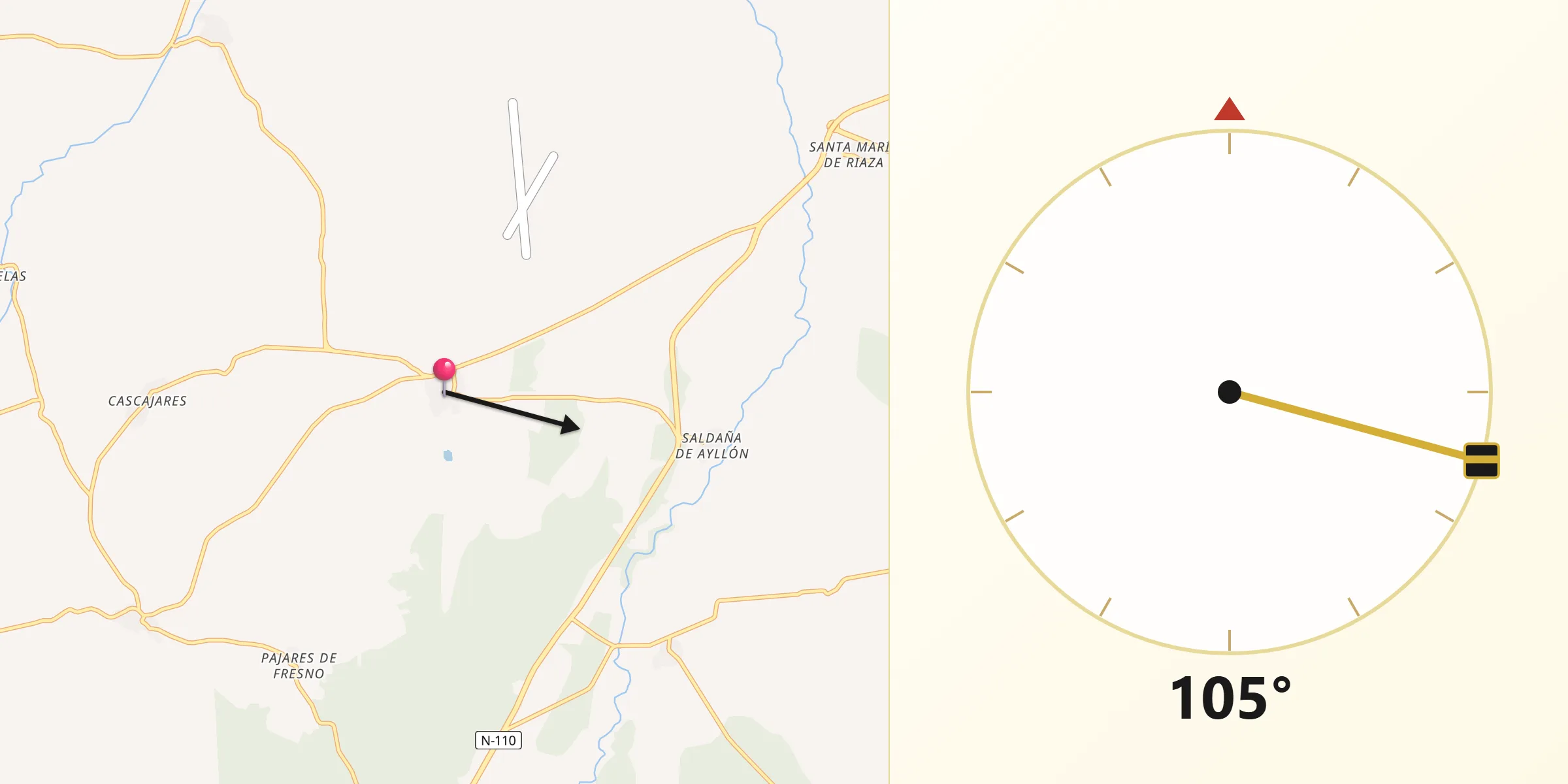 Dirección de la Qibla desde Corral de Ayllón