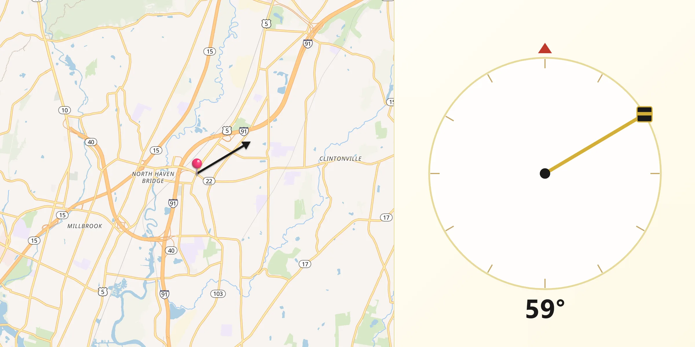 Qibla Direction from North Haven