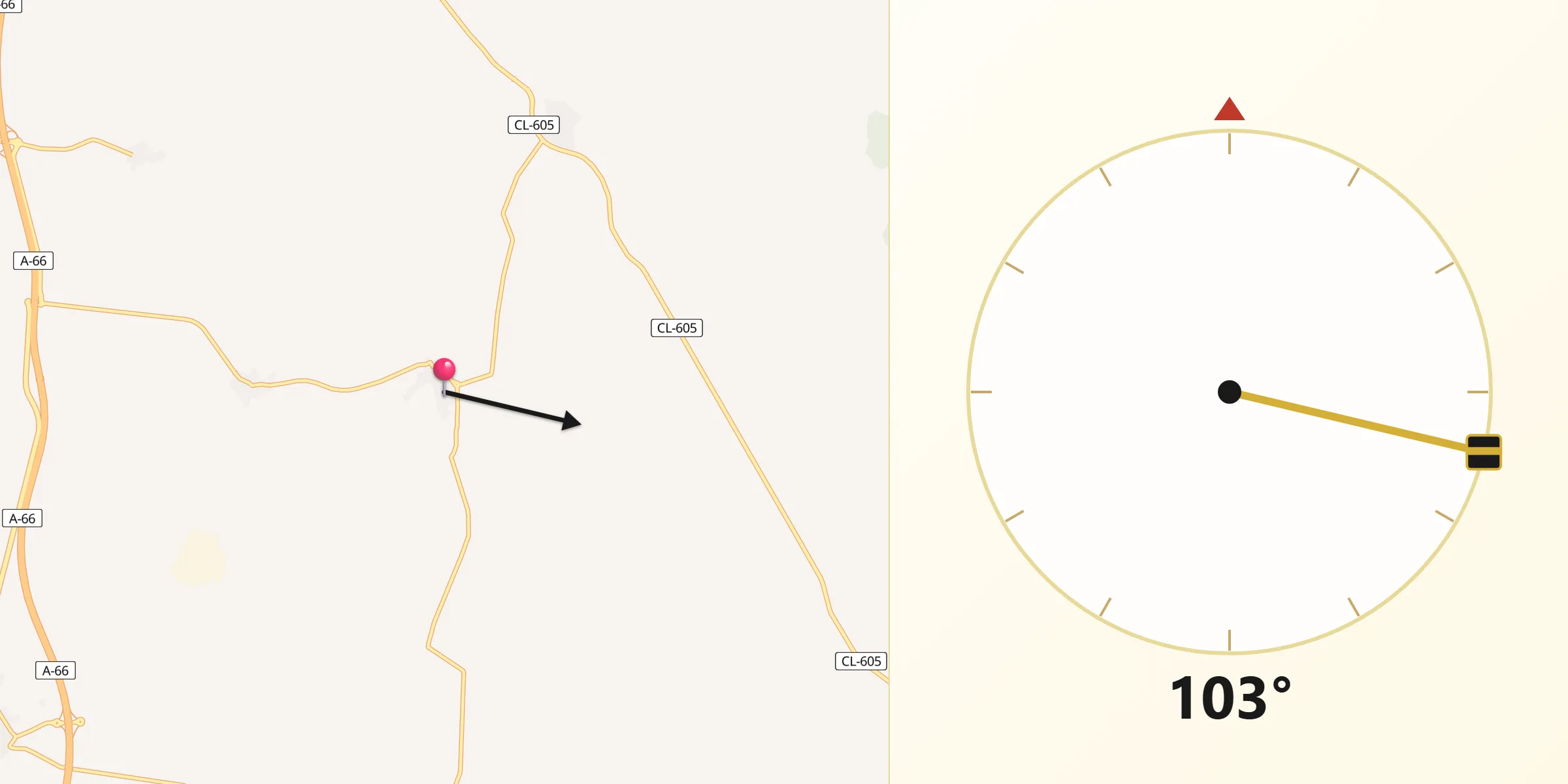Dirección de la Qibla desde Jambrina