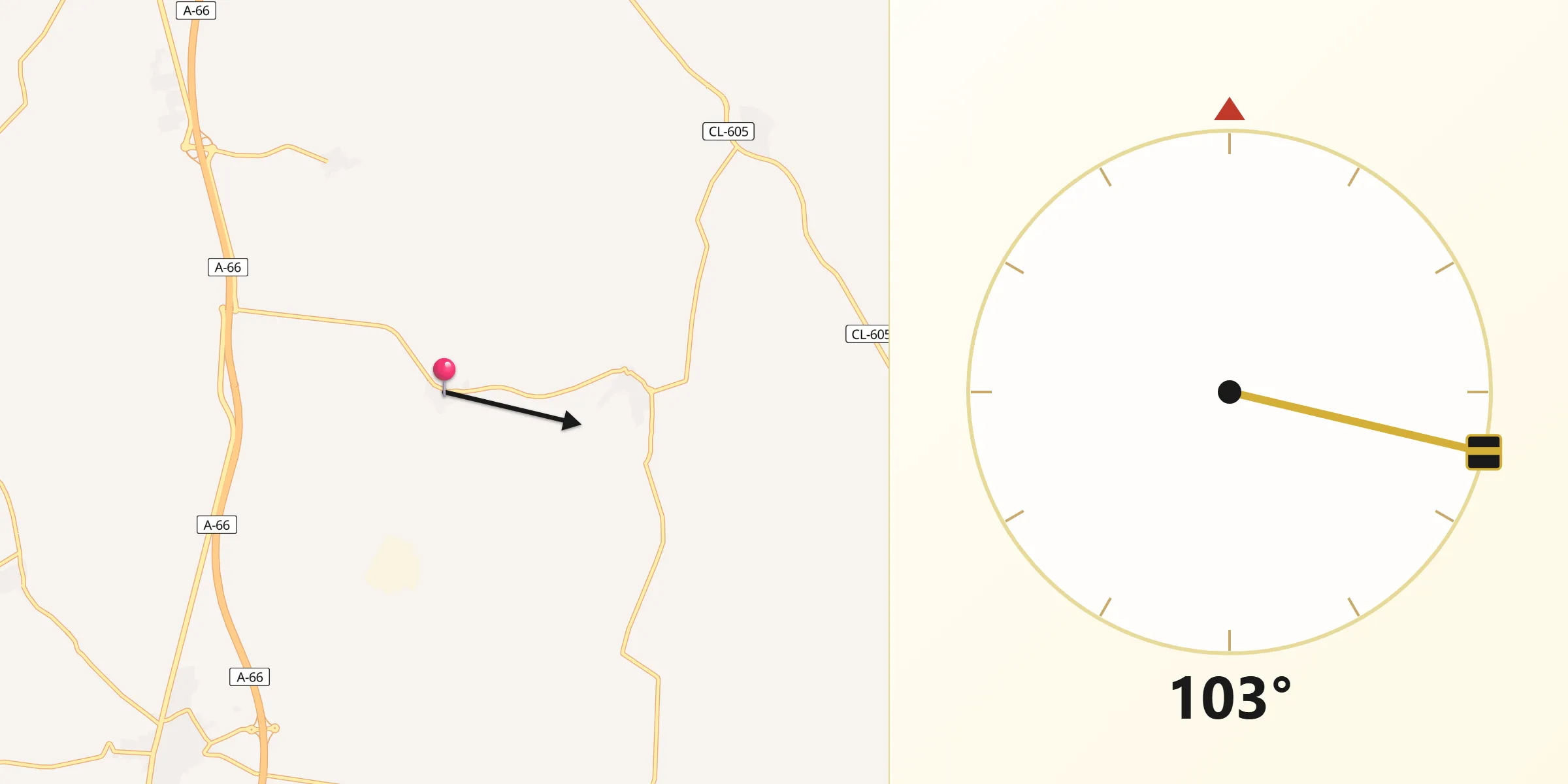 Dirección de la Qibla desde Peleas de Abajo