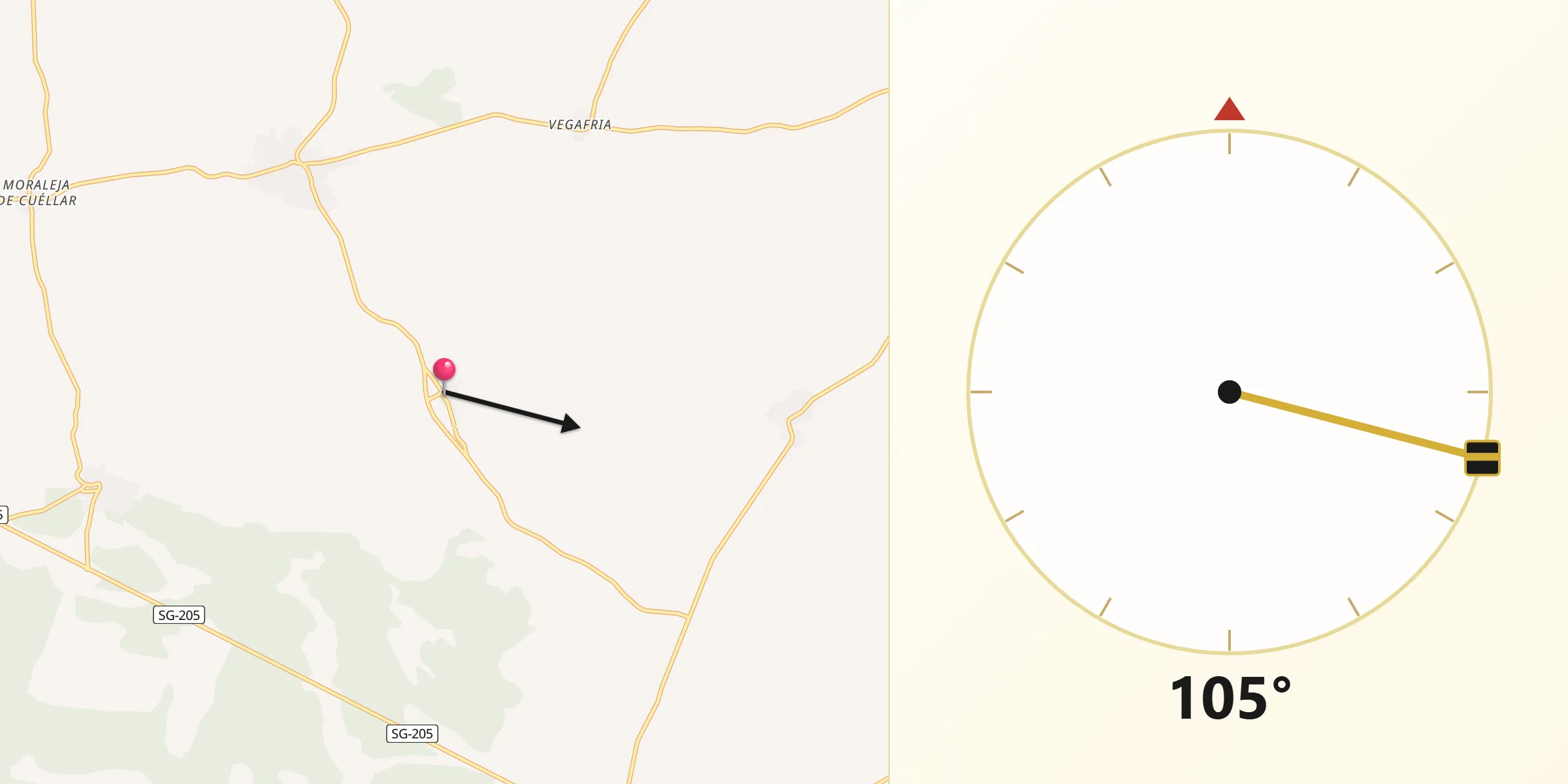 Dirección de la Qibla desde Perosillo