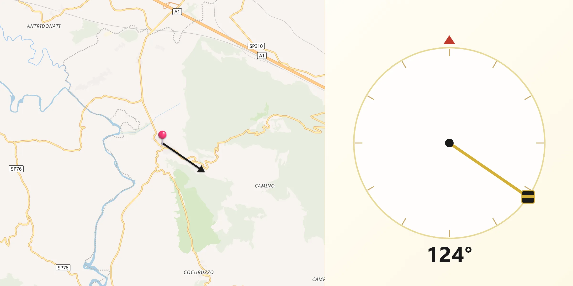 Direzione della Qibla da Bivio Mortola