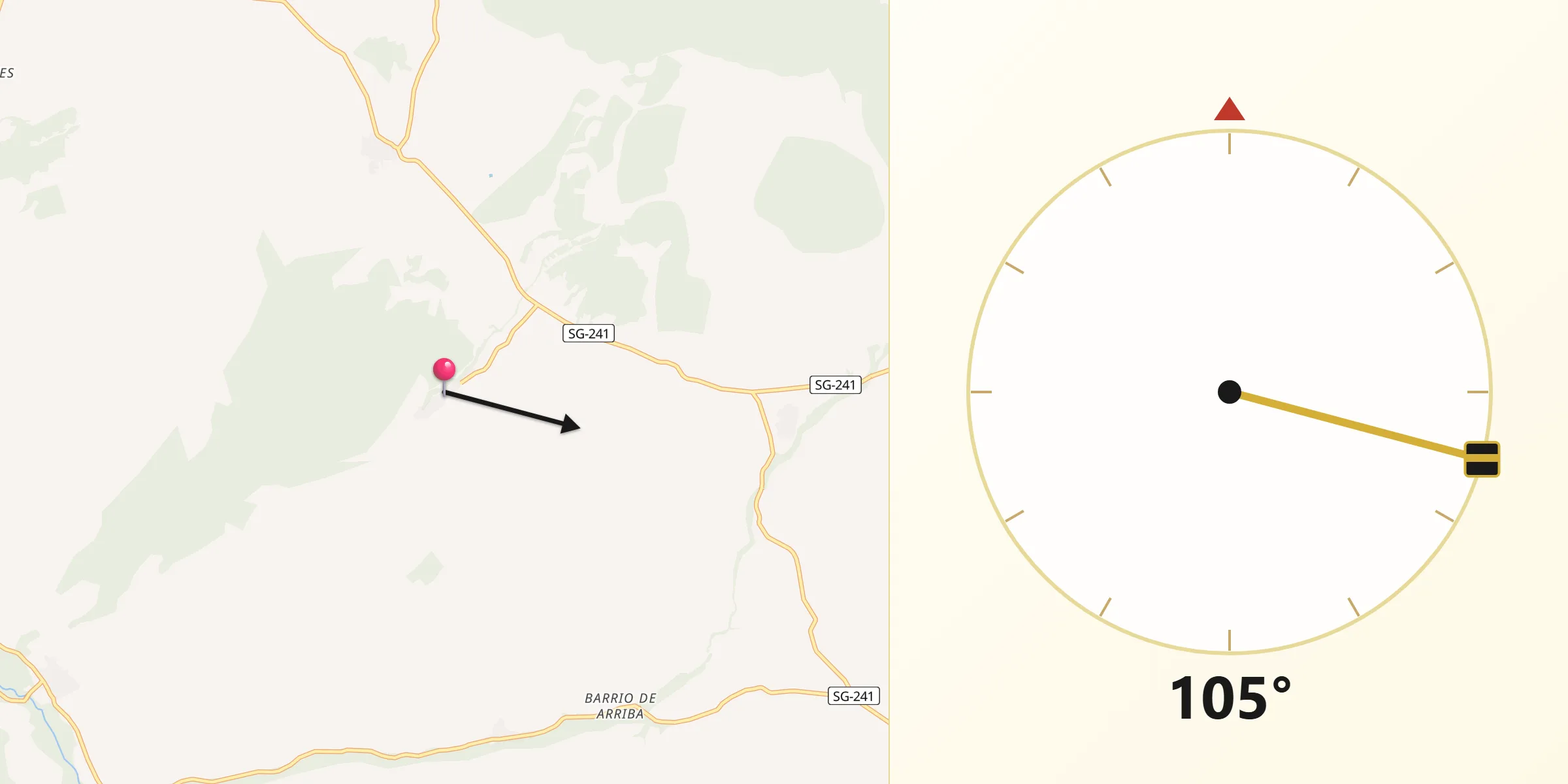 Dirección de la Qibla desde Castrojimeno