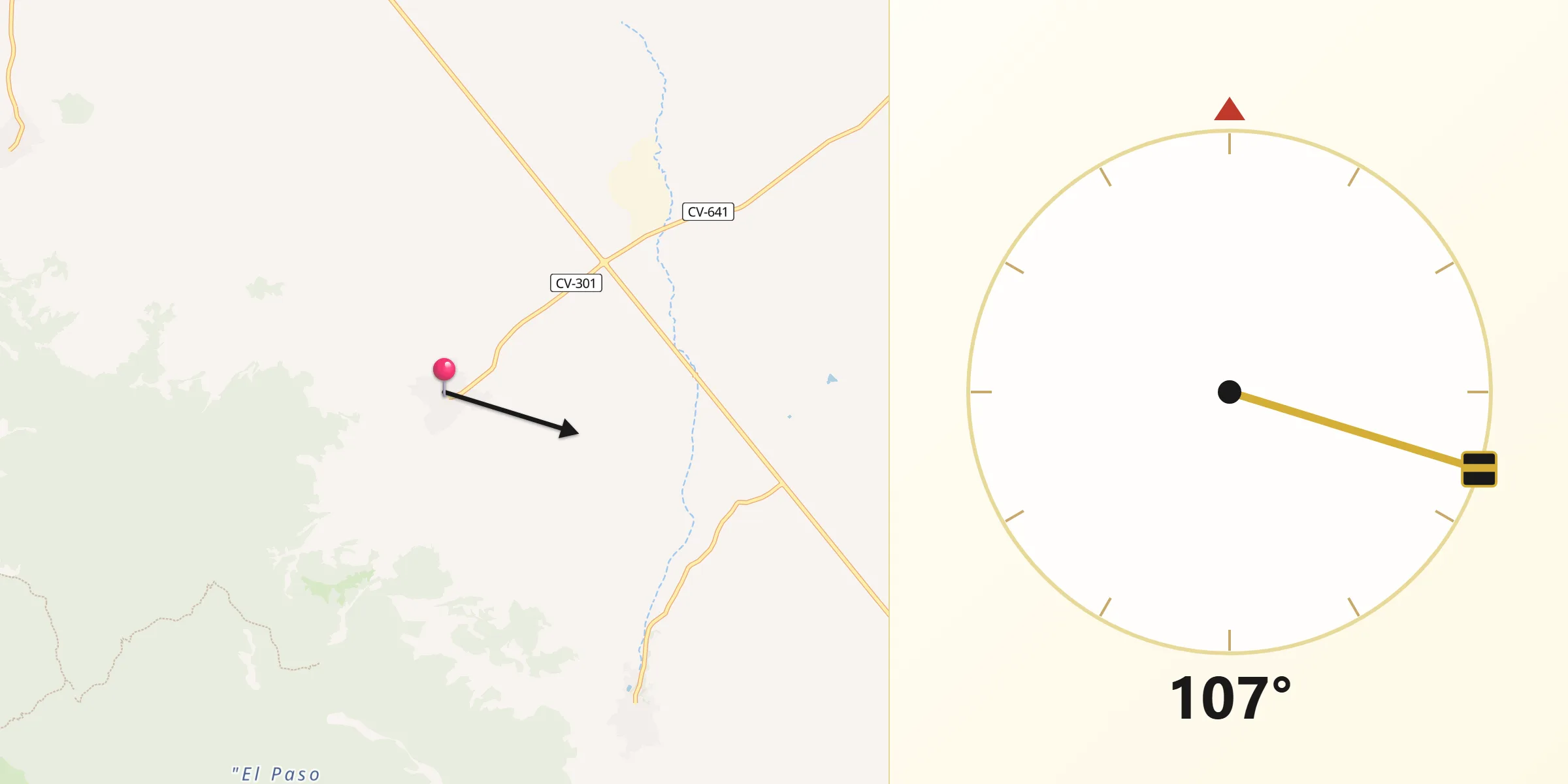 Dirección de la Qibla desde Almonacid de la Sierra