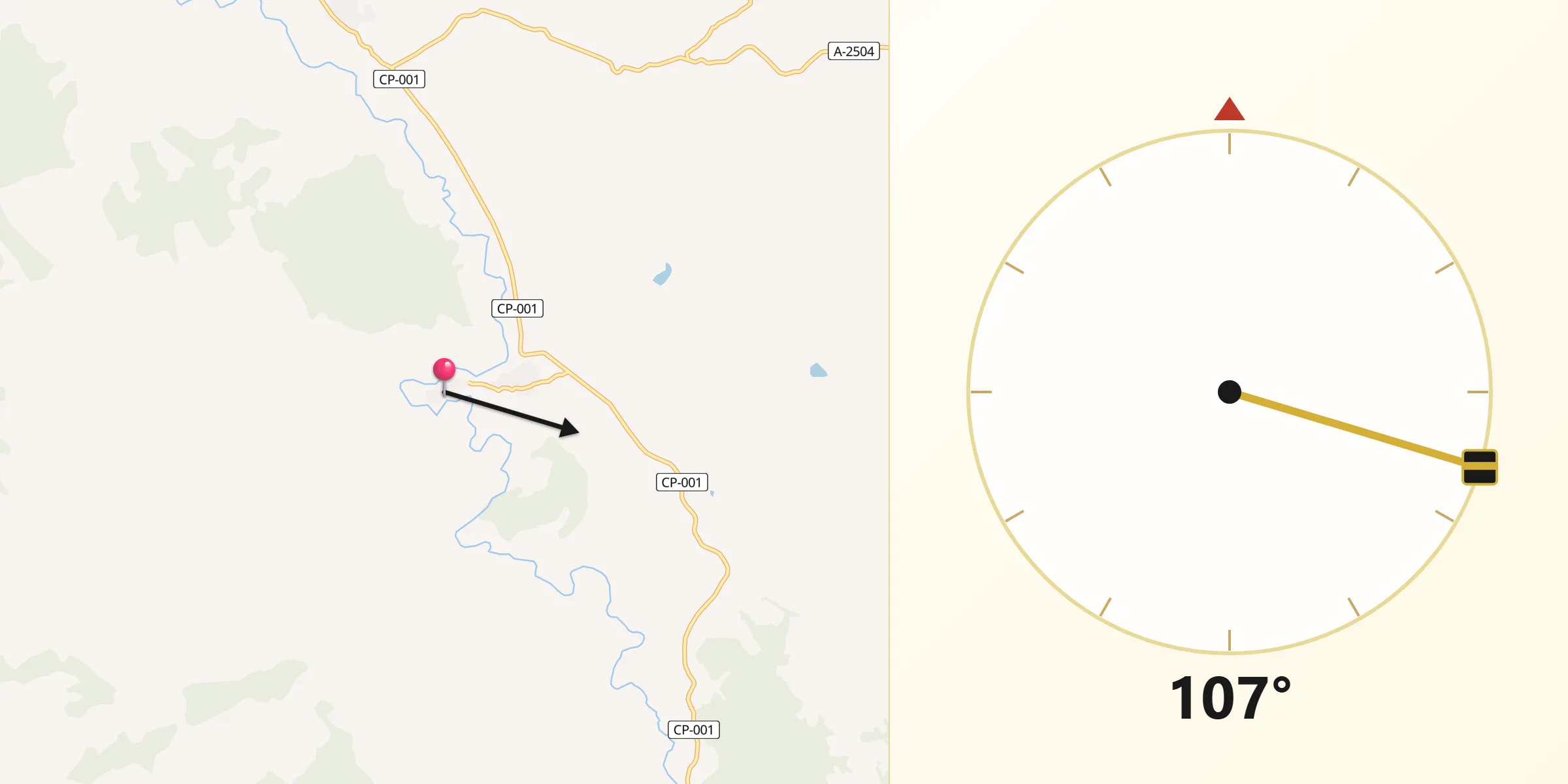 Dirección de la Qibla desde Moros