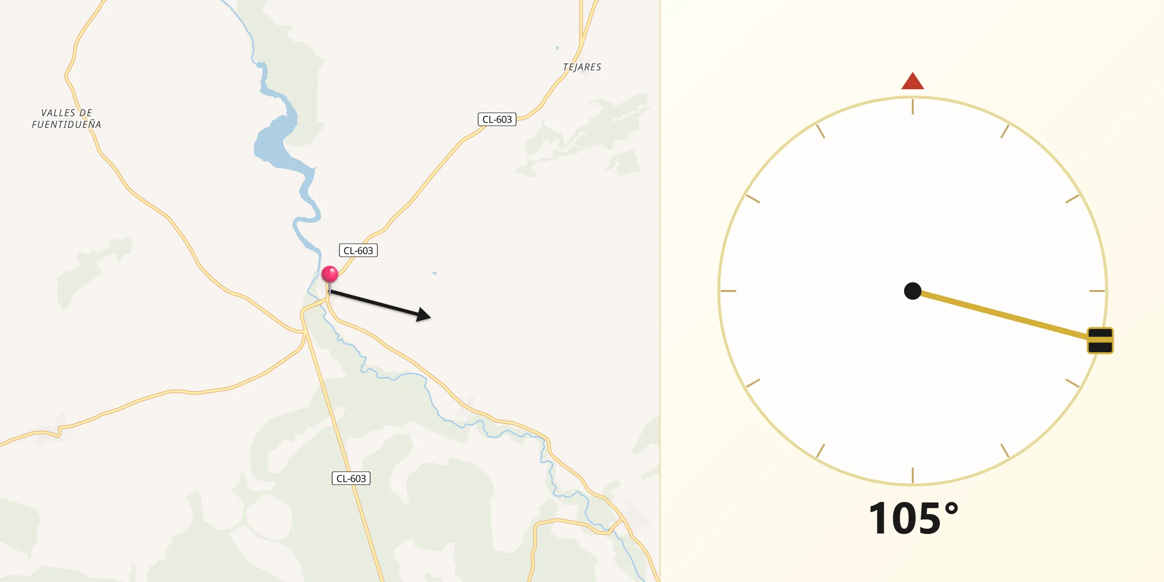 Dirección de la Qibla desde San Miguel de Bernuy