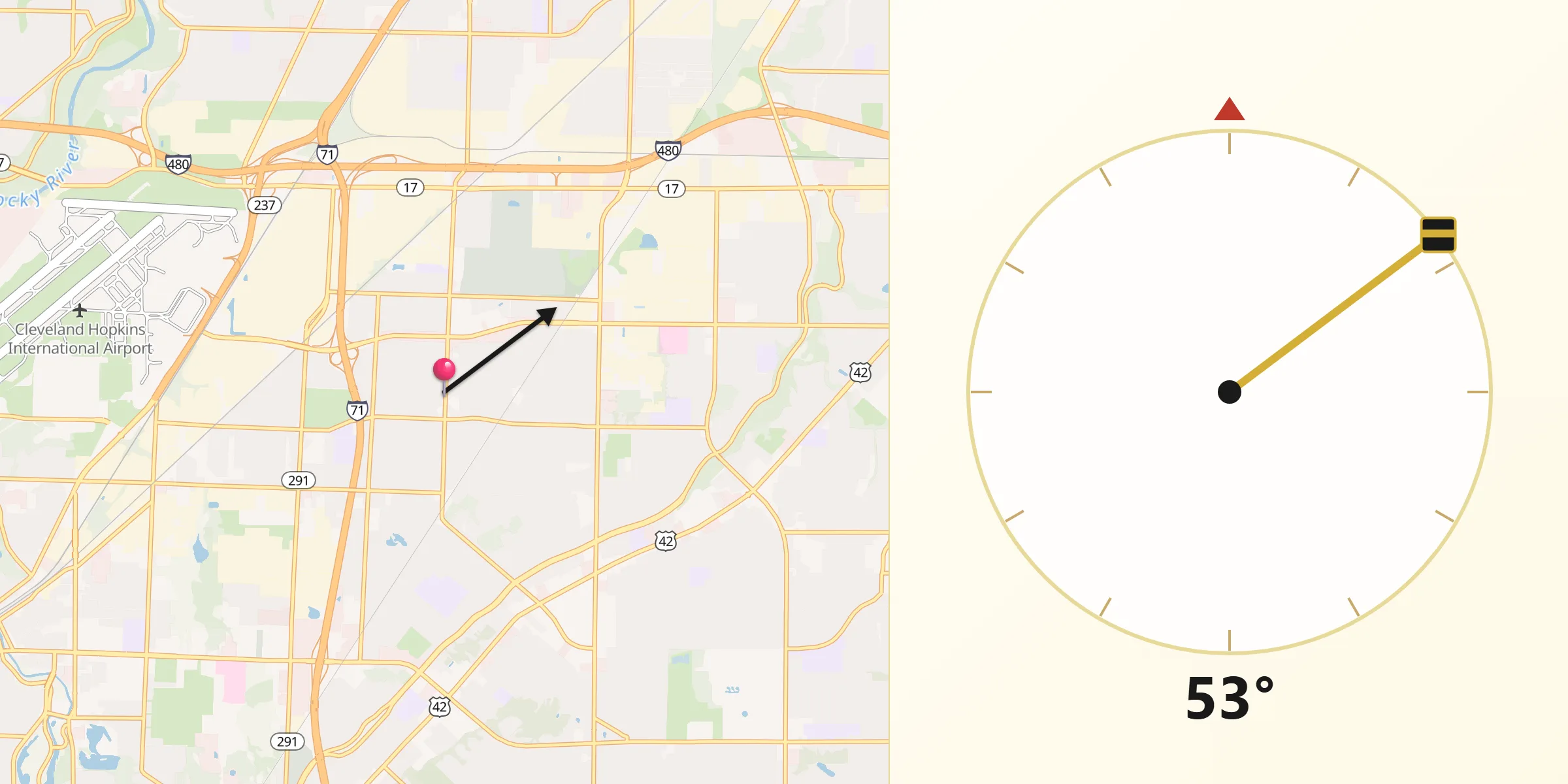 Qibla Direction from Brook Park