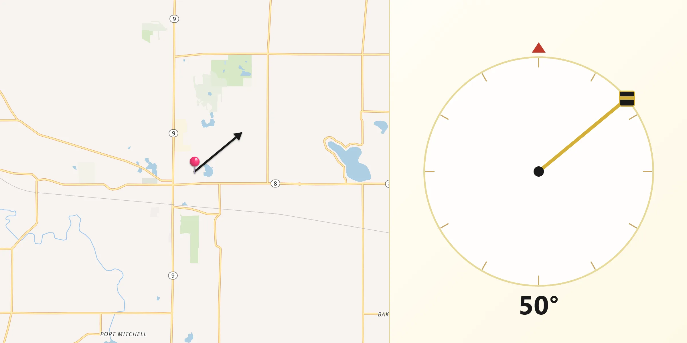 Qibla Direction from Noble County