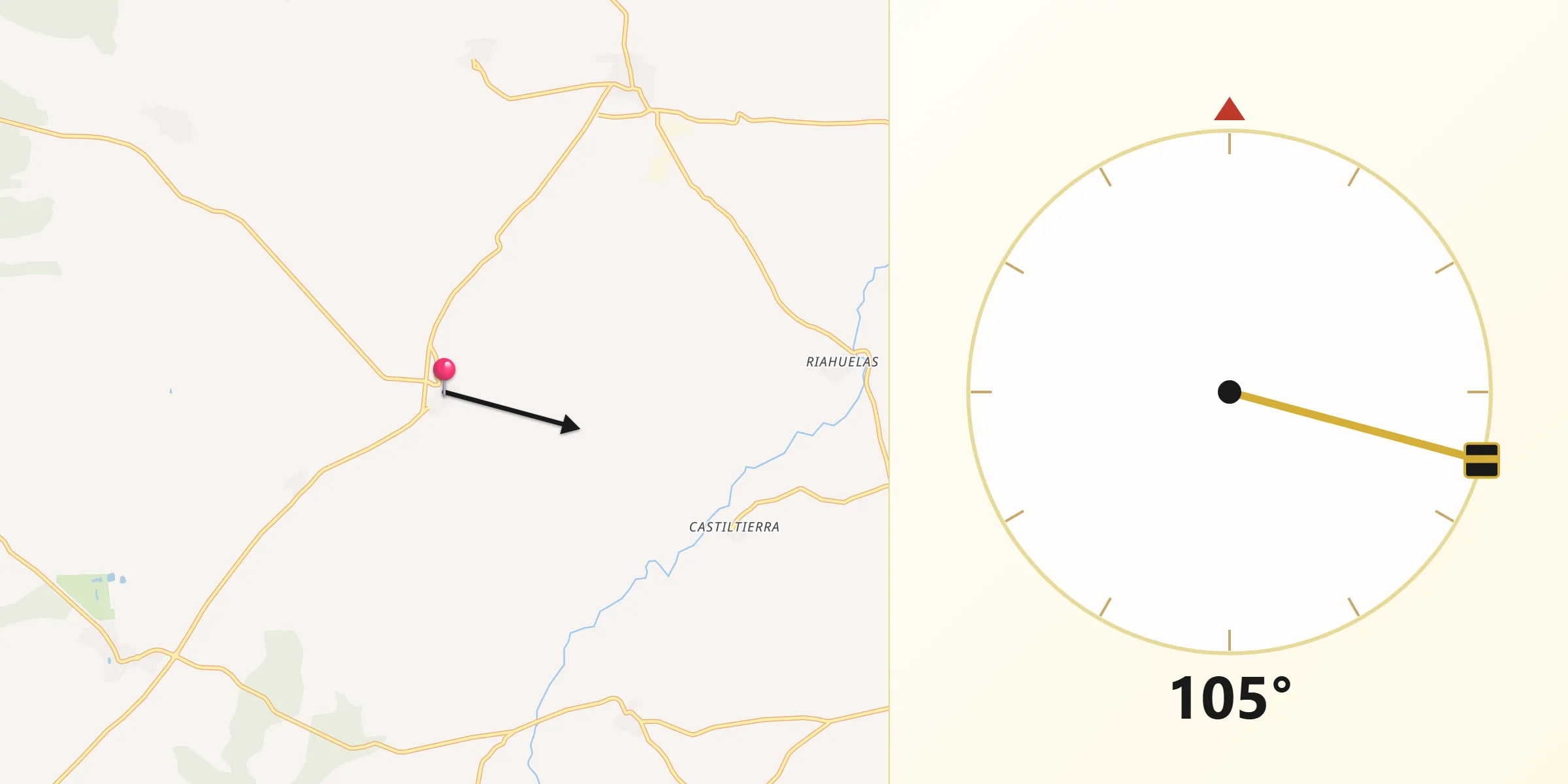 Dirección de la Qibla desde Bercimuel