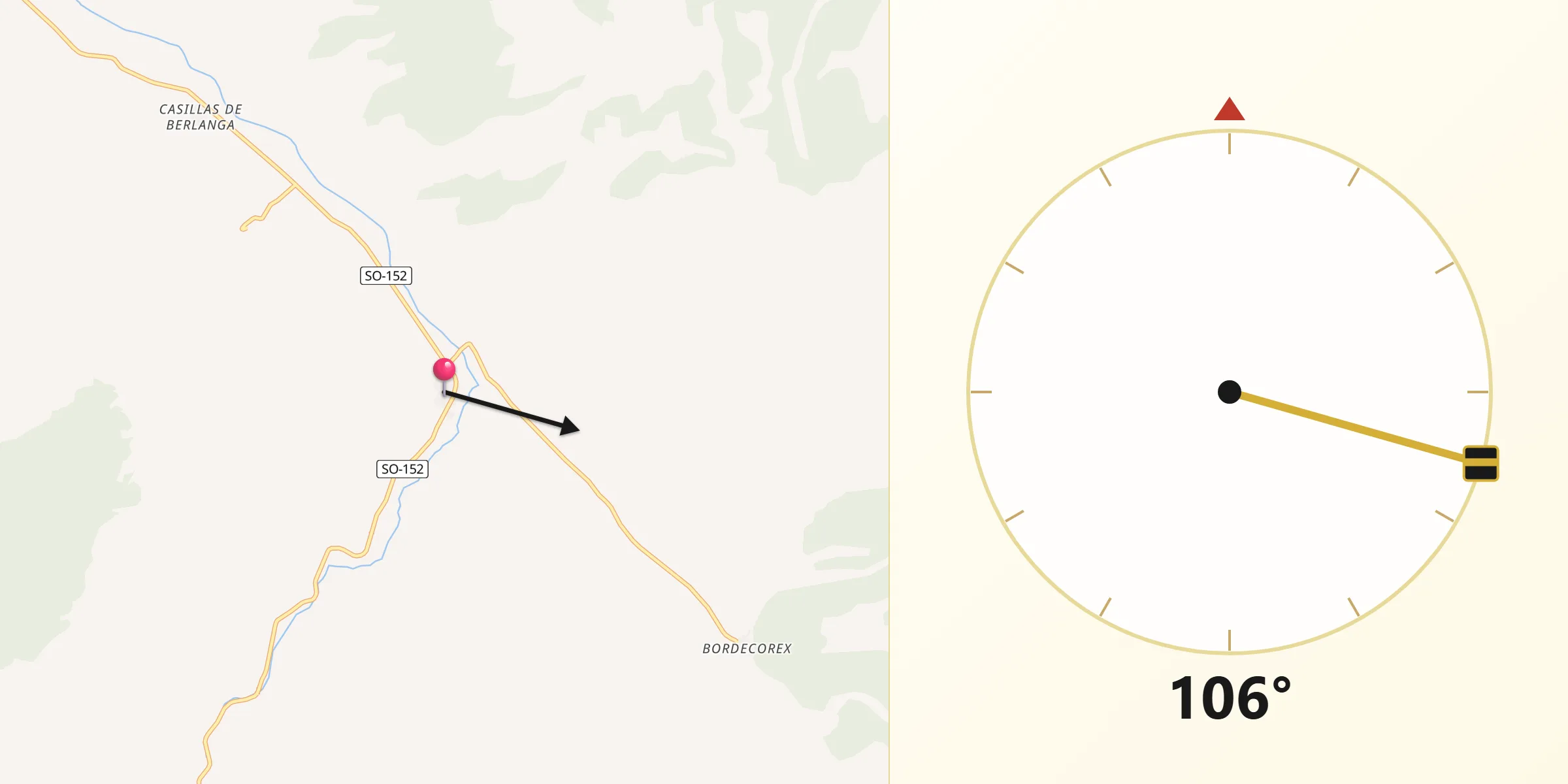 Dirección de la Qibla desde Caltojar