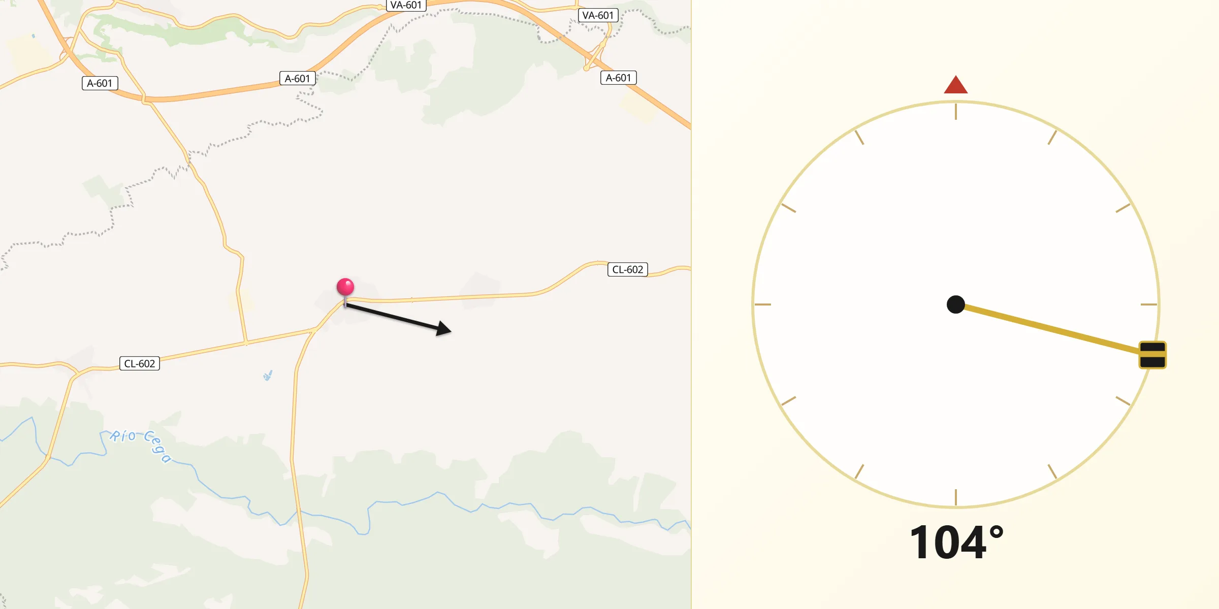 Dirección de la Qibla desde Vallelado