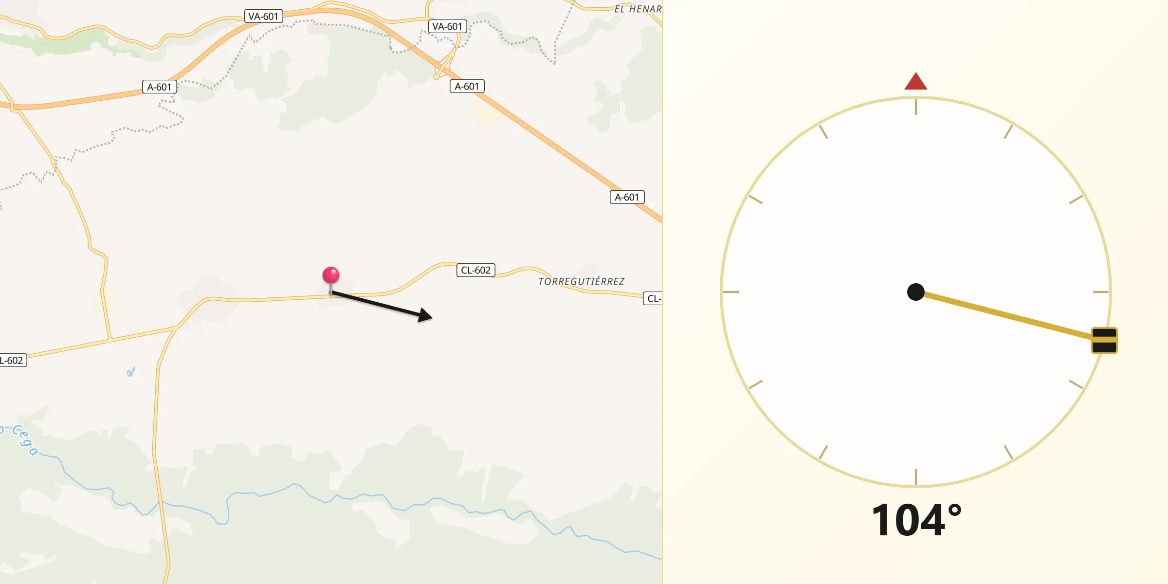 Dirección de la Qibla desde San Cristóbal de Cuéllar