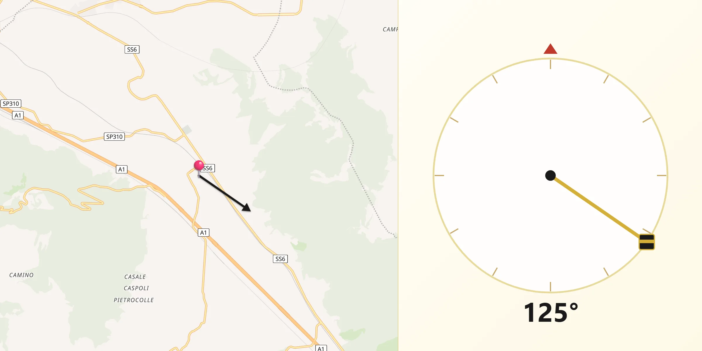 Direzione della Qibla da Mignano Monte Lungo