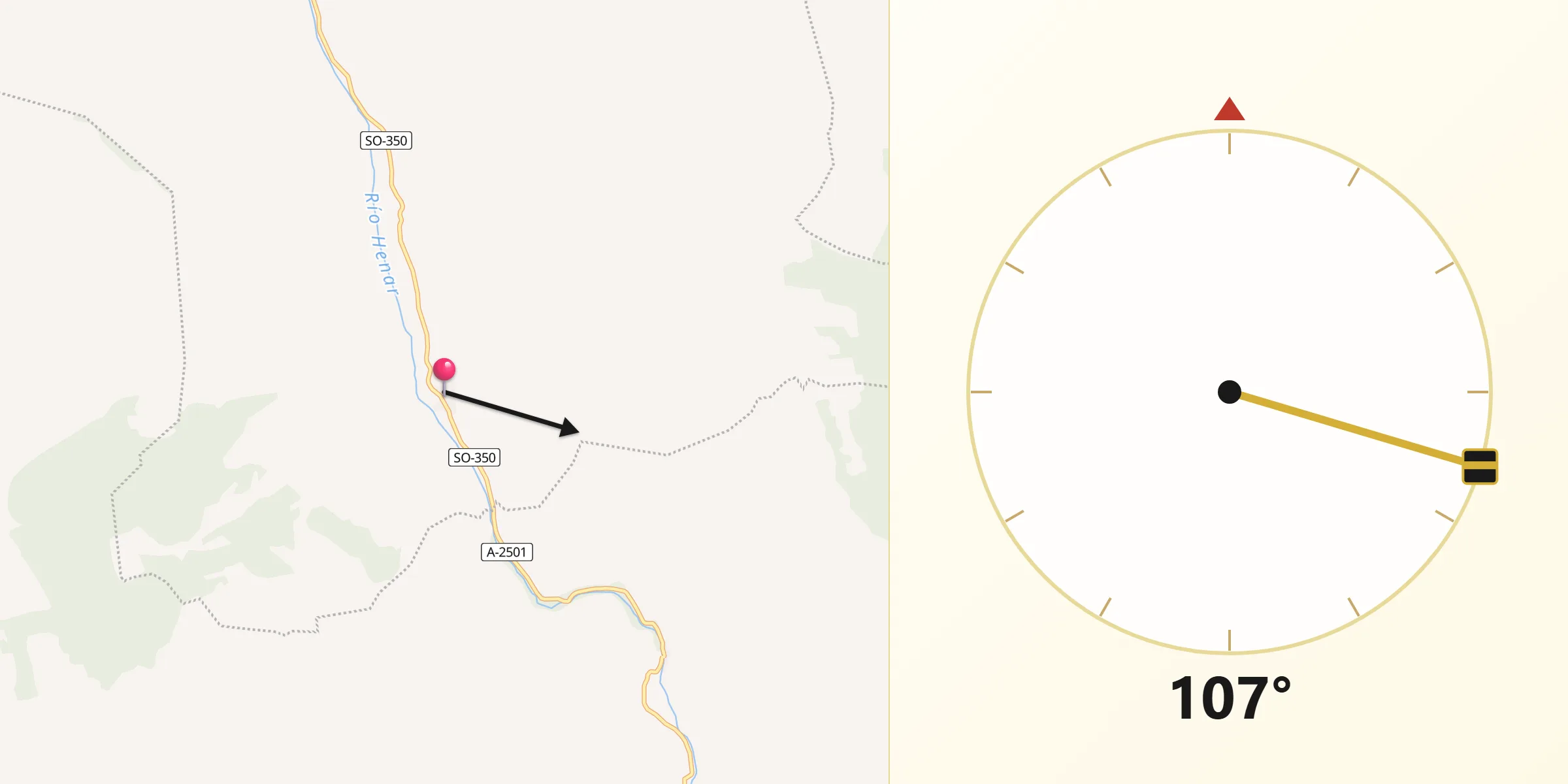 Dirección de la Qibla desde Cihuela