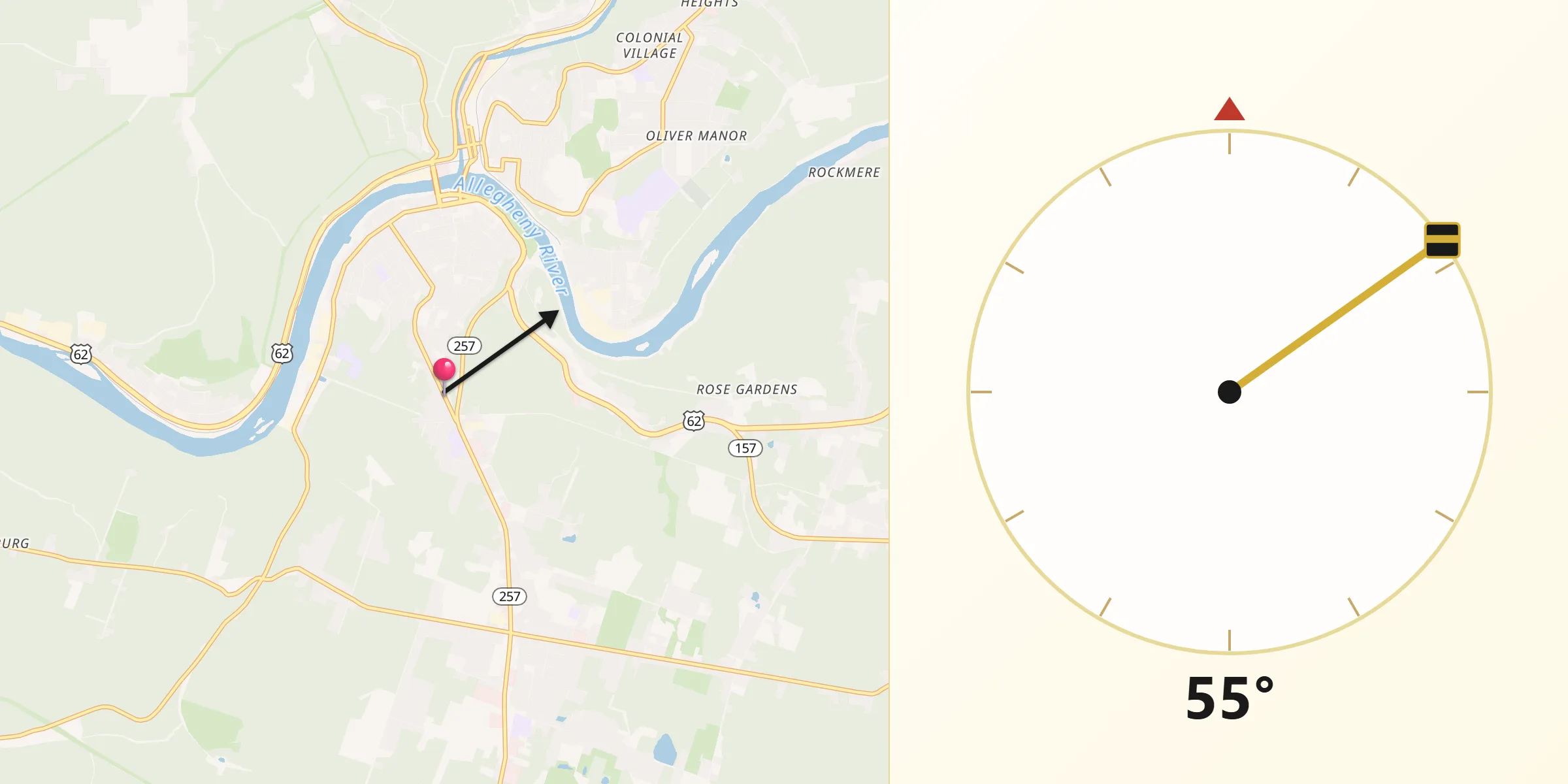 Qibla Direction from Woodland Heights