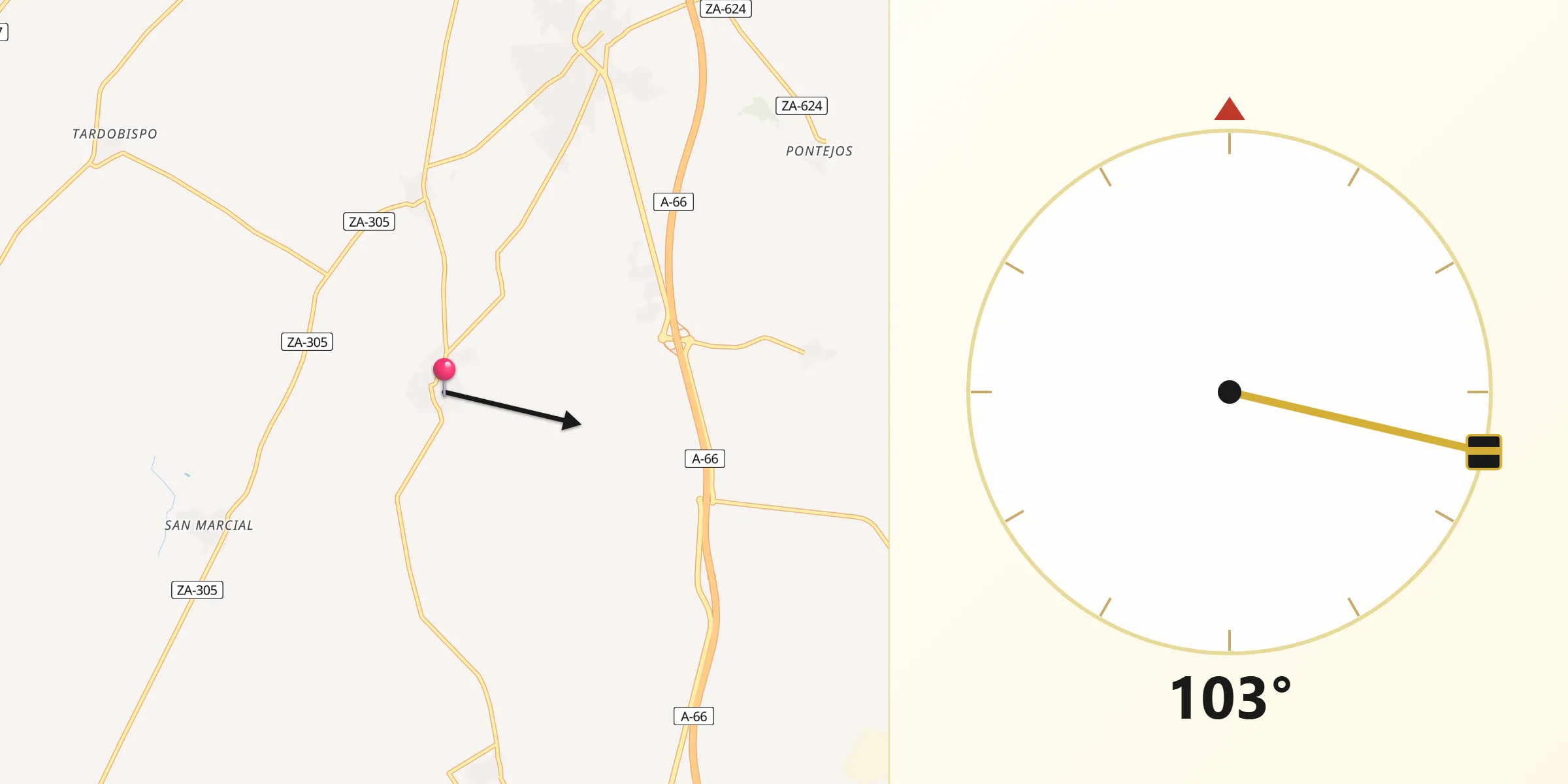 Dirección de la Qibla desde El Perdigón