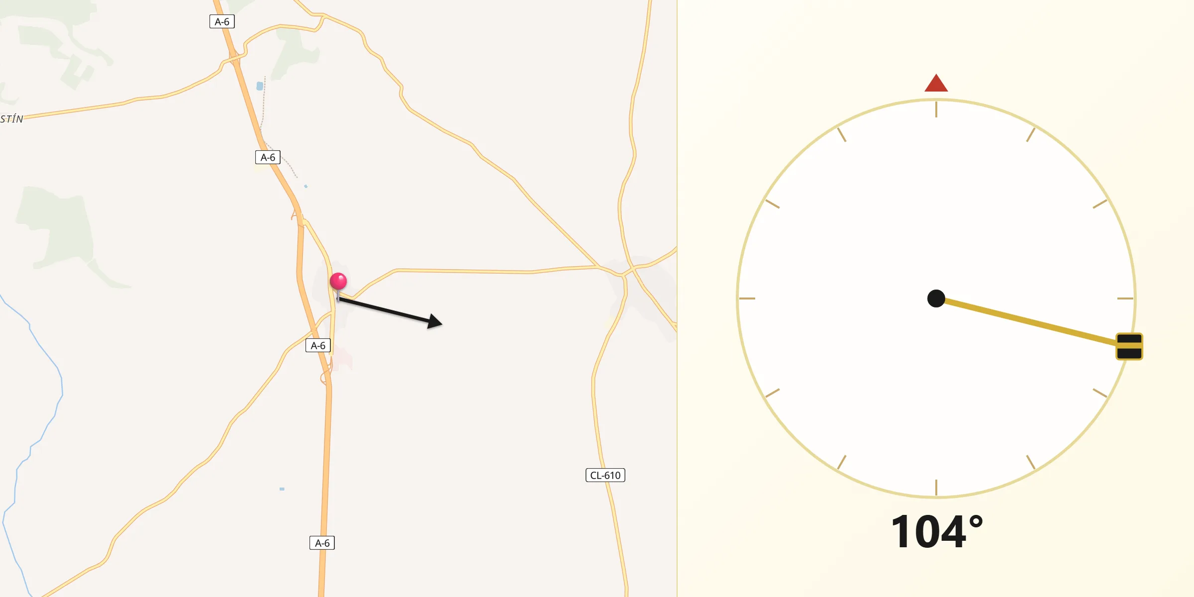 Dirección de la Qibla desde Rueda