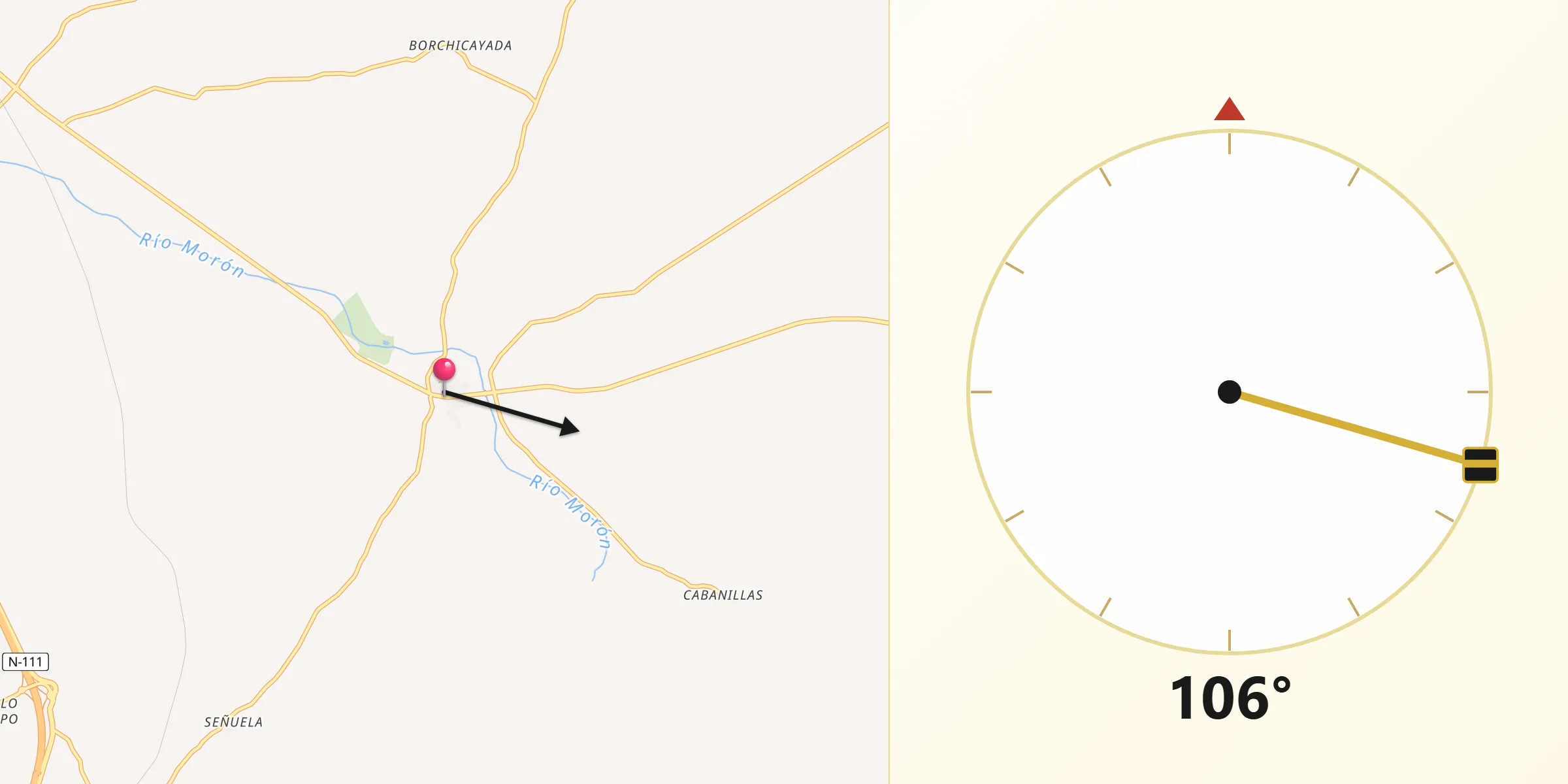 Dirección de la Qibla desde Morón de Almazán