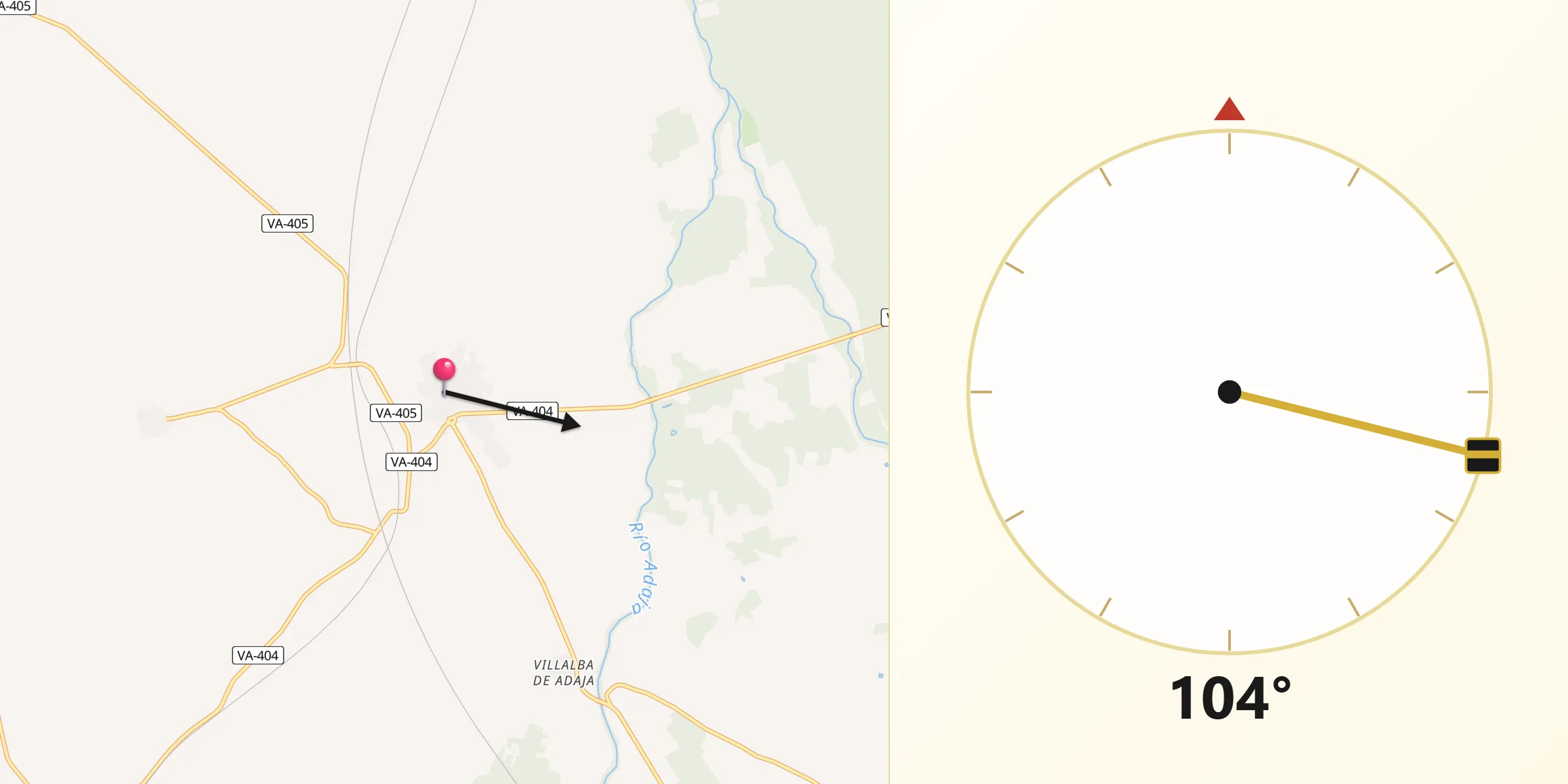 Dirección de la Qibla desde Matapozuelos