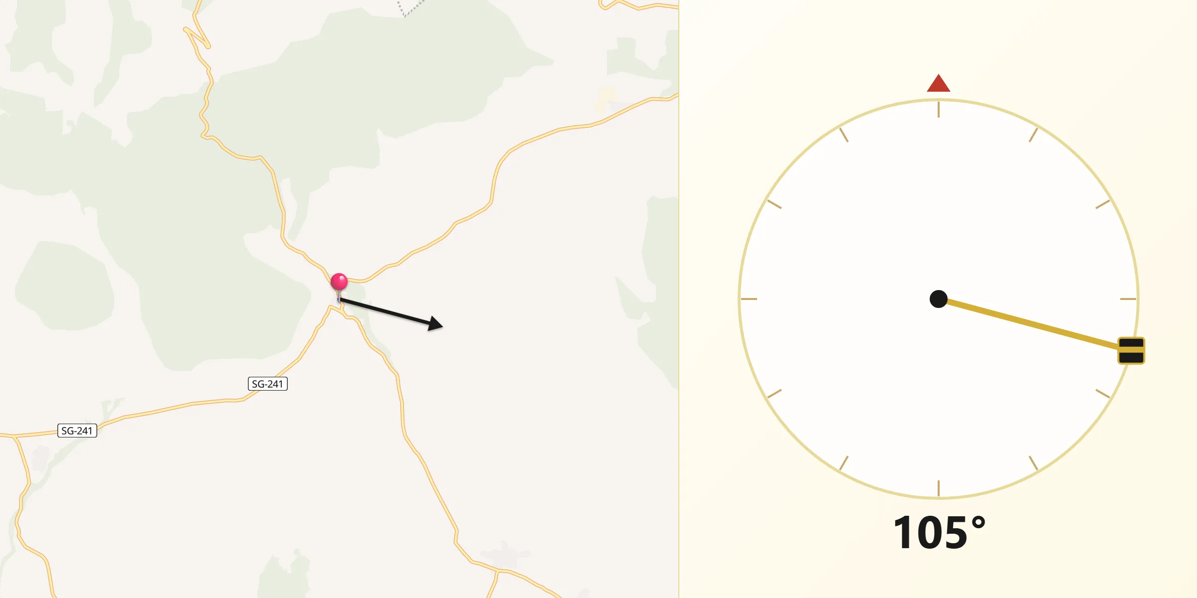 Dirección de la Qibla desde Navares de las Cuevas