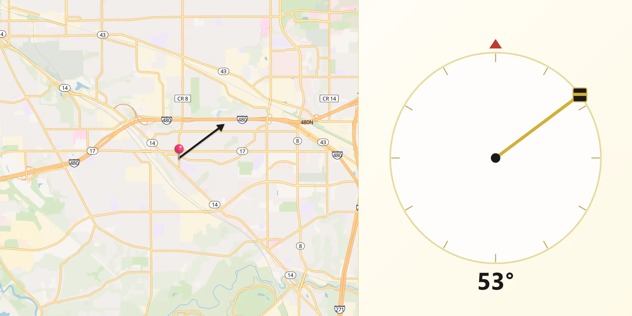 Qibla Direction from Maple Heights