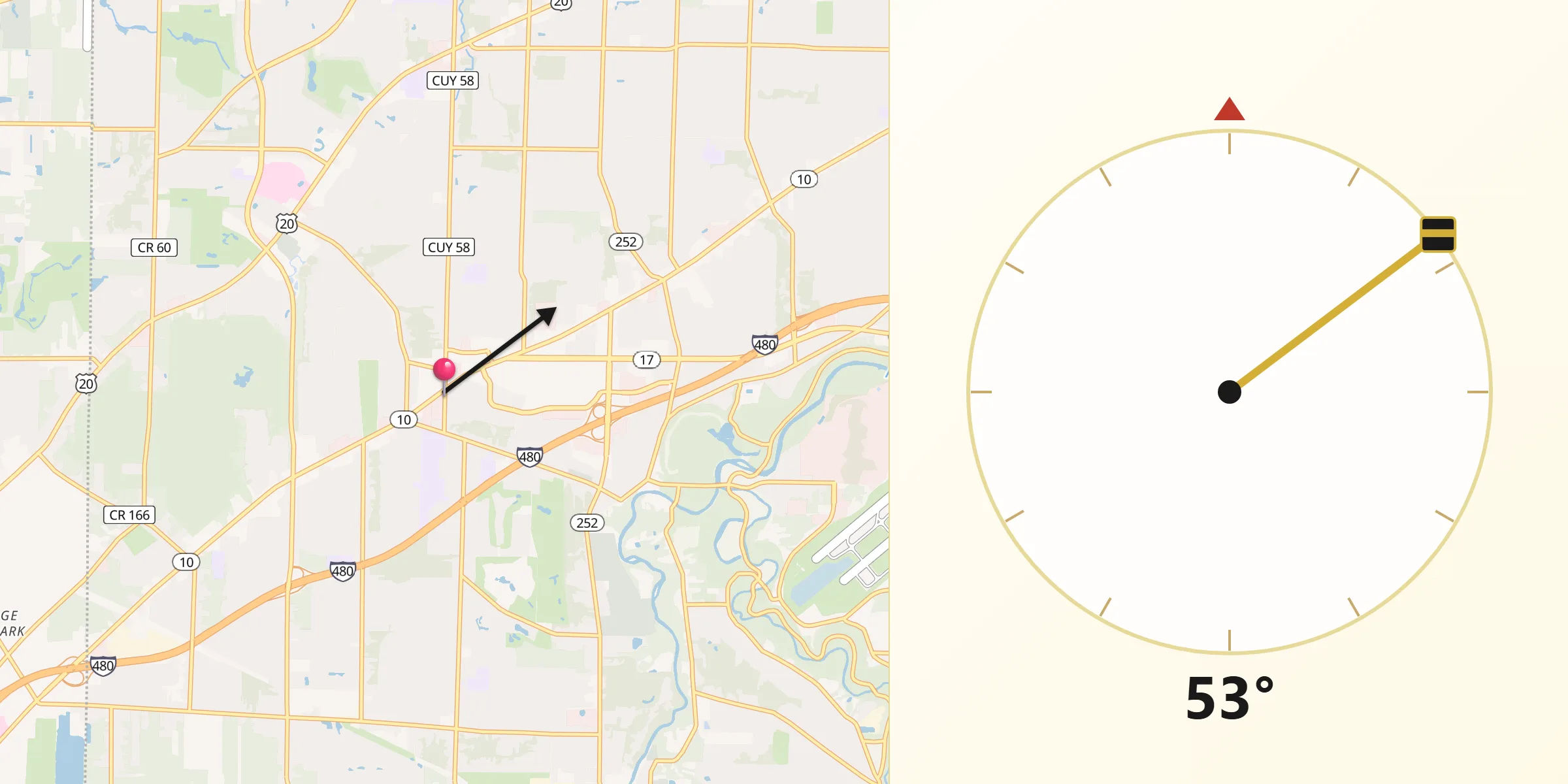 Qibla Direction from North Olmsted