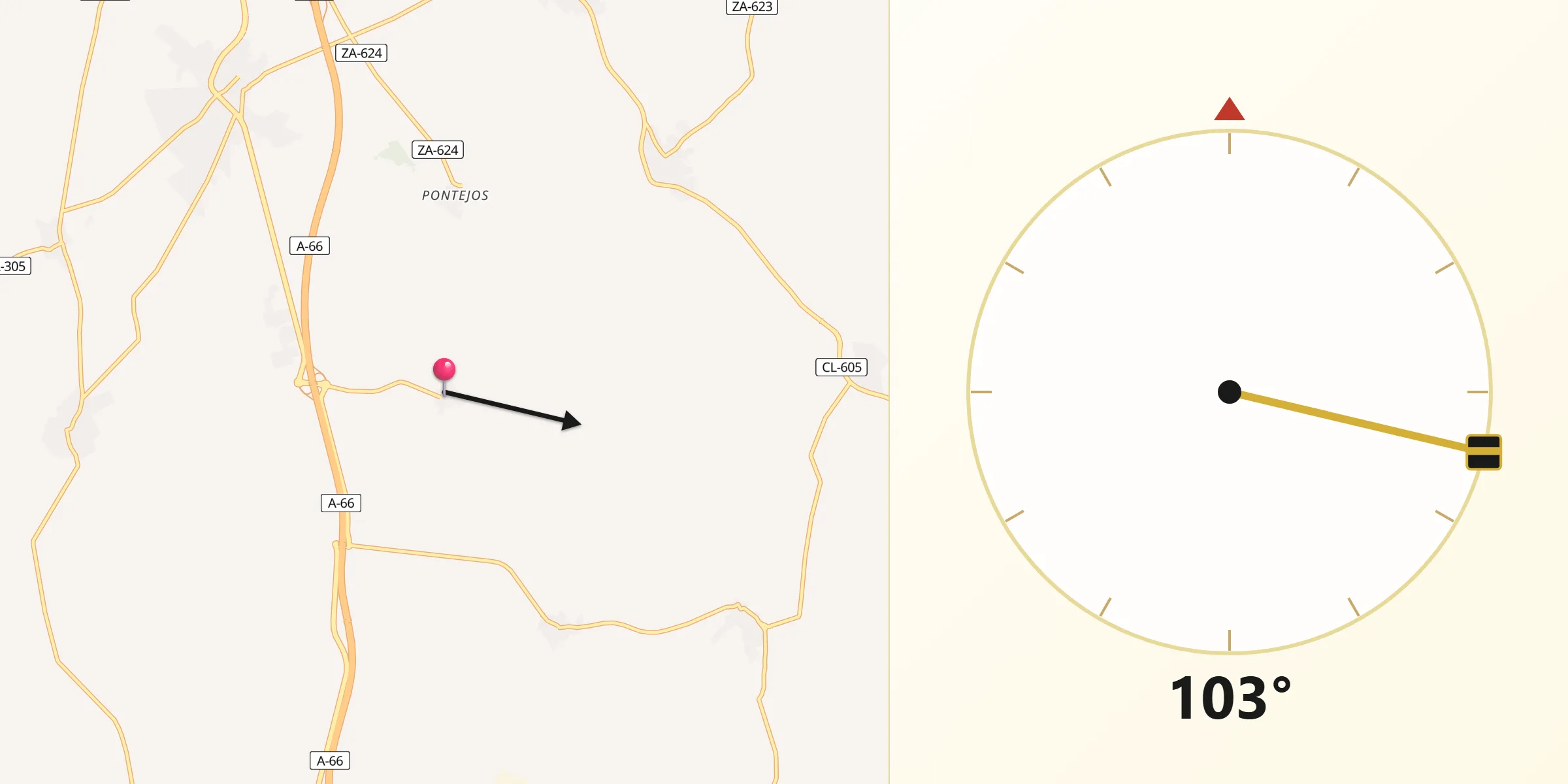 Dirección de la Qibla desde Cazurra