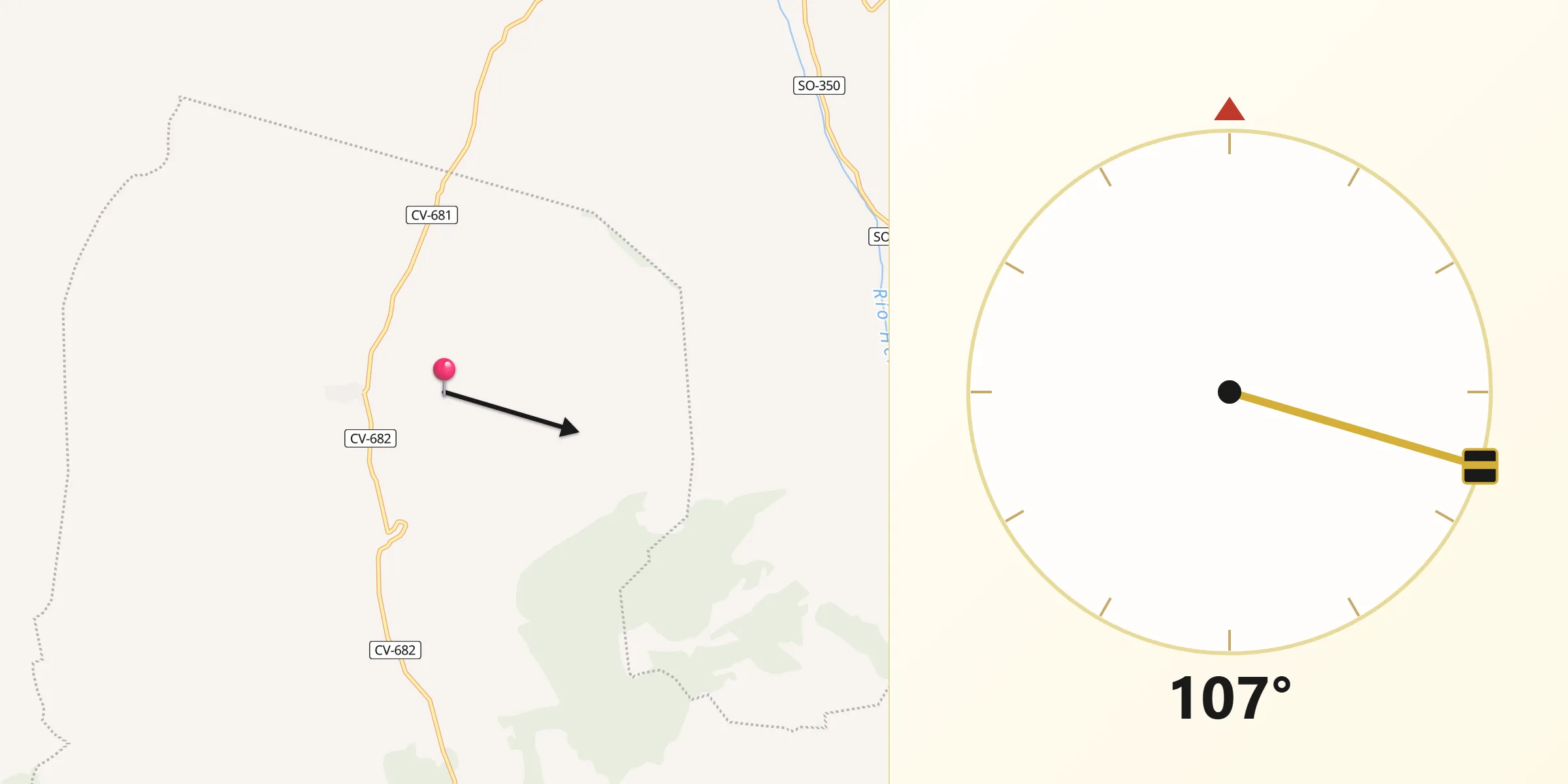 Dirección de la Qibla desde Bordalba