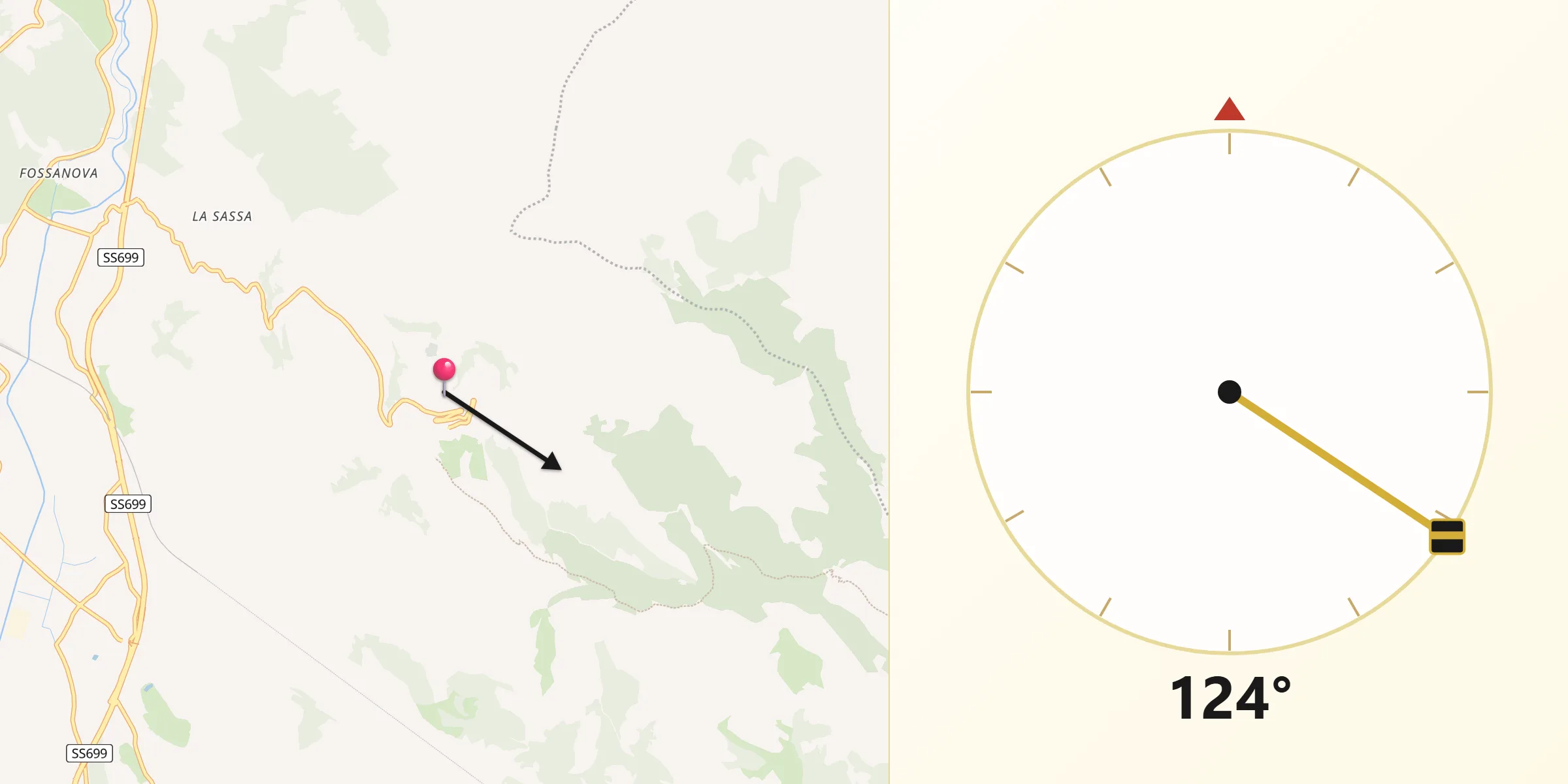 Direzione della Qibla da Sonnino