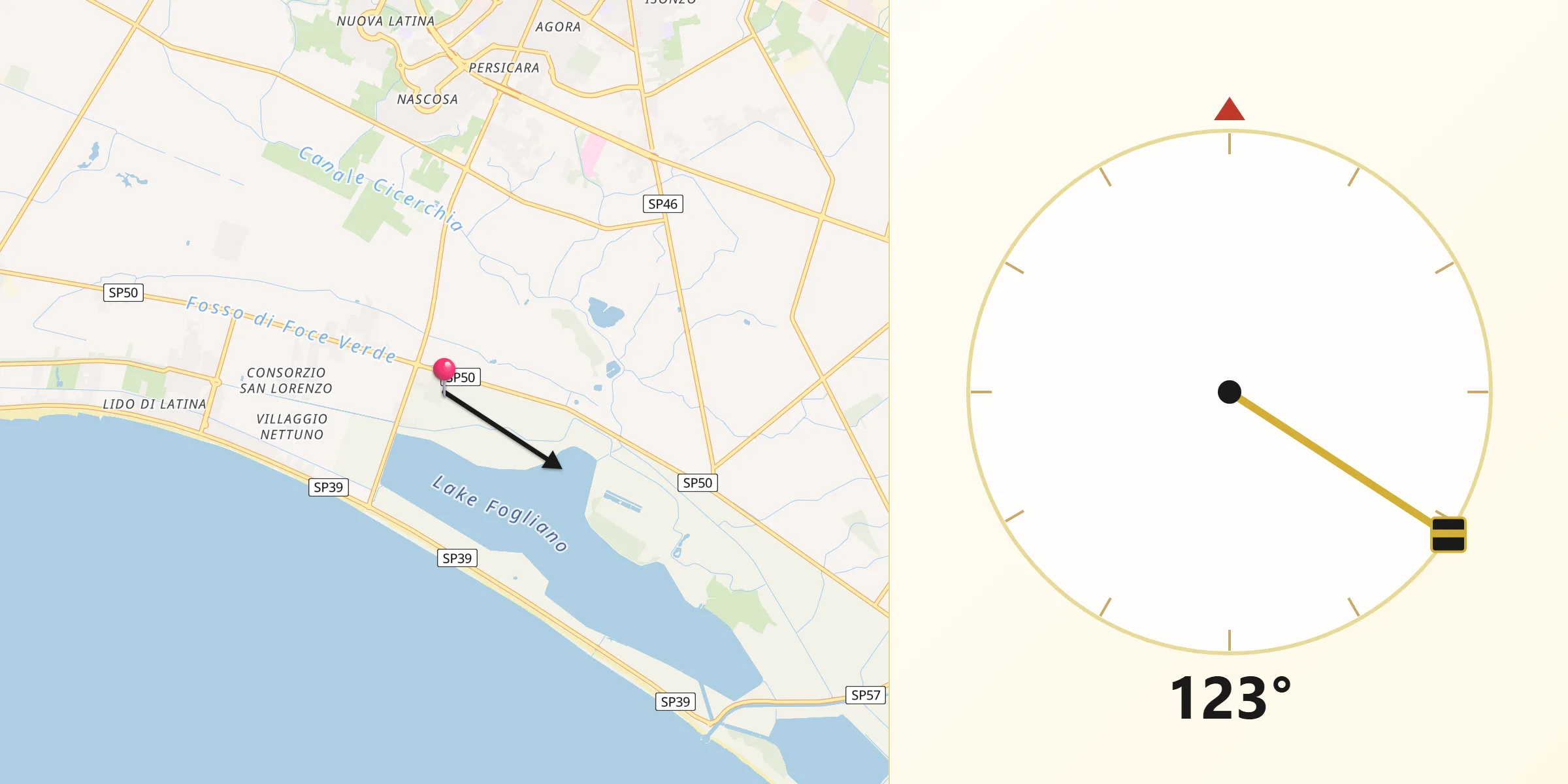 Direzione della Qibla da Prato di Coppola