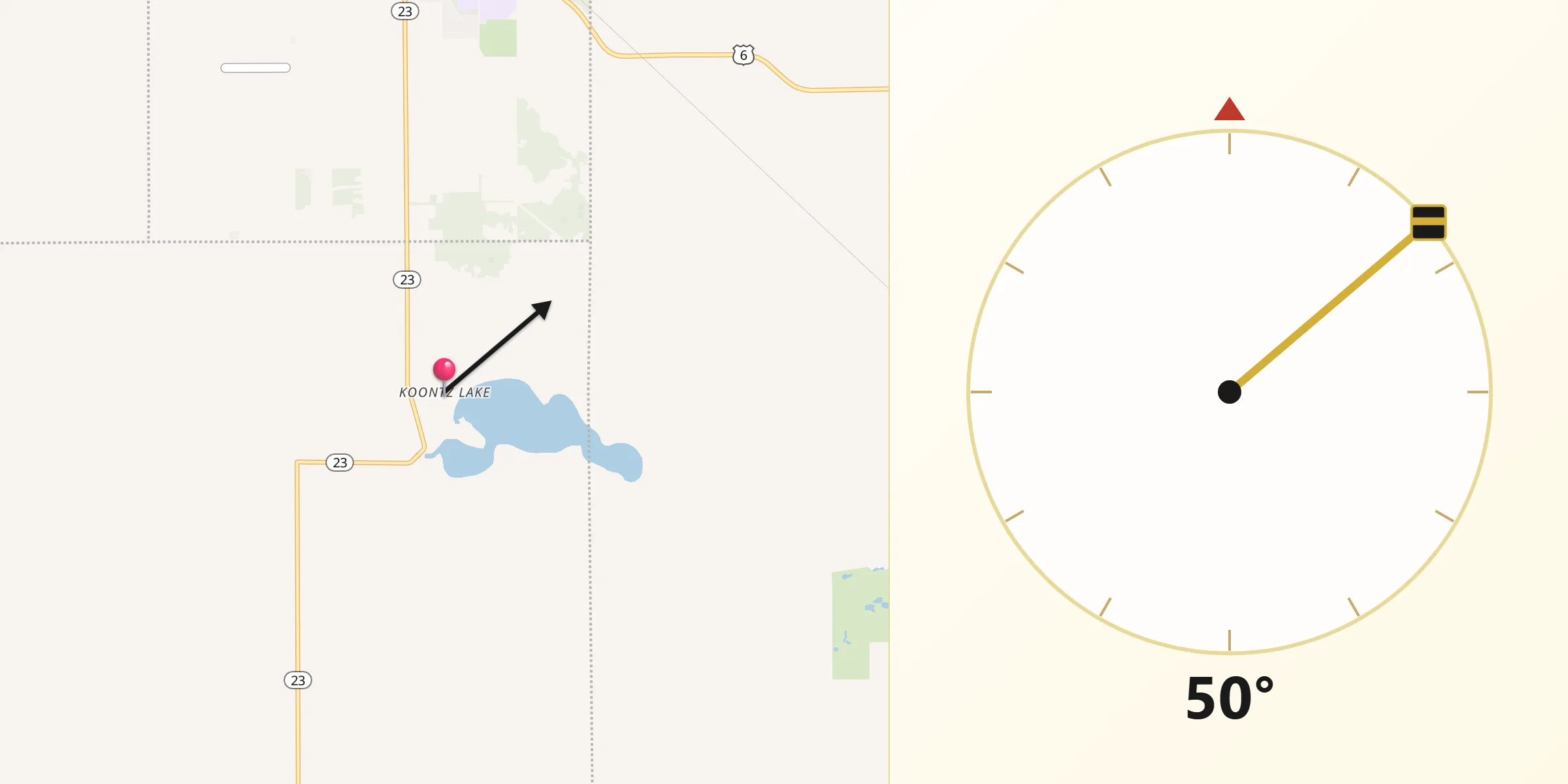 Qibla Direction from Koontz Lake