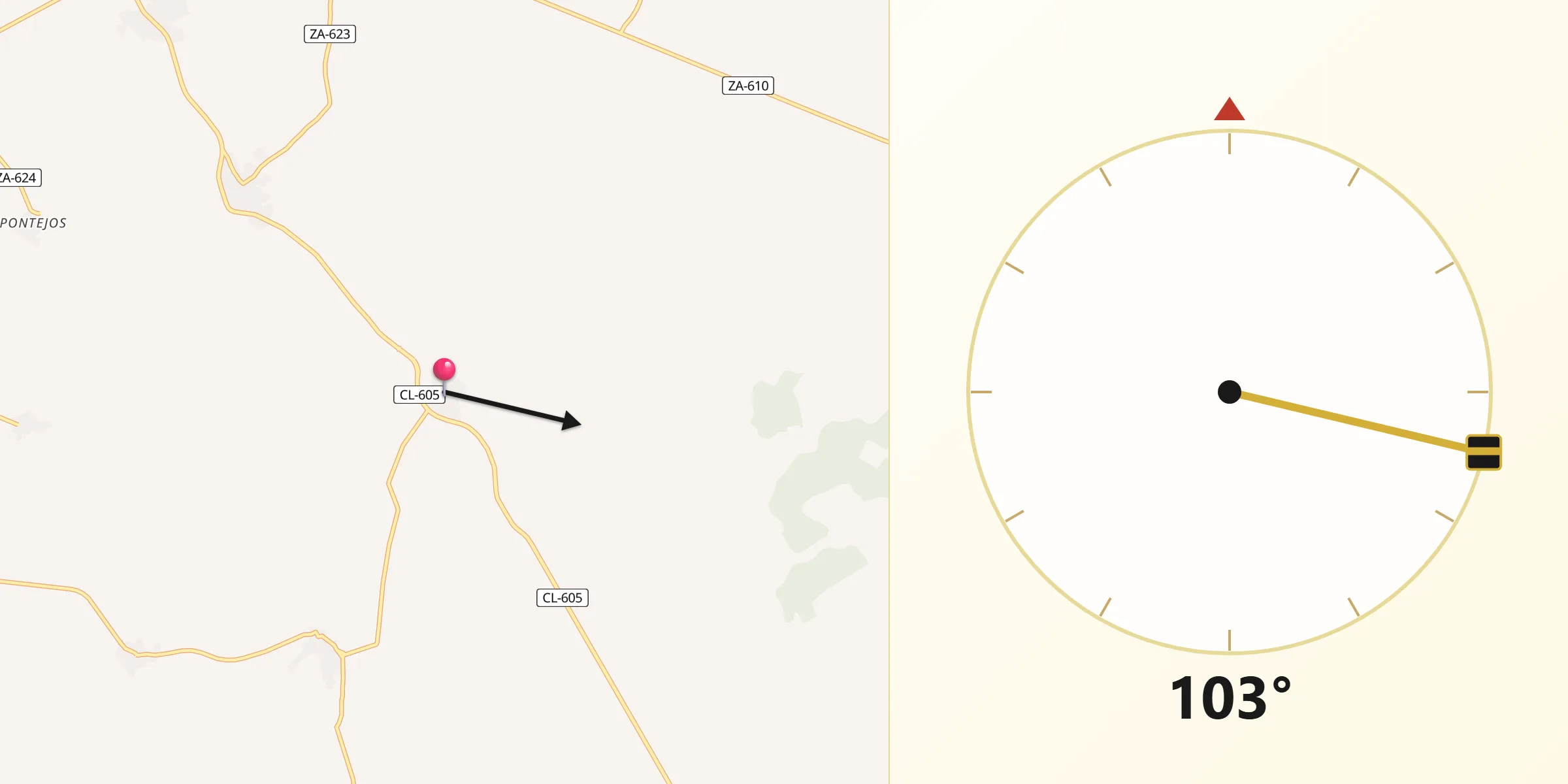Dirección de la Qibla desde Gema